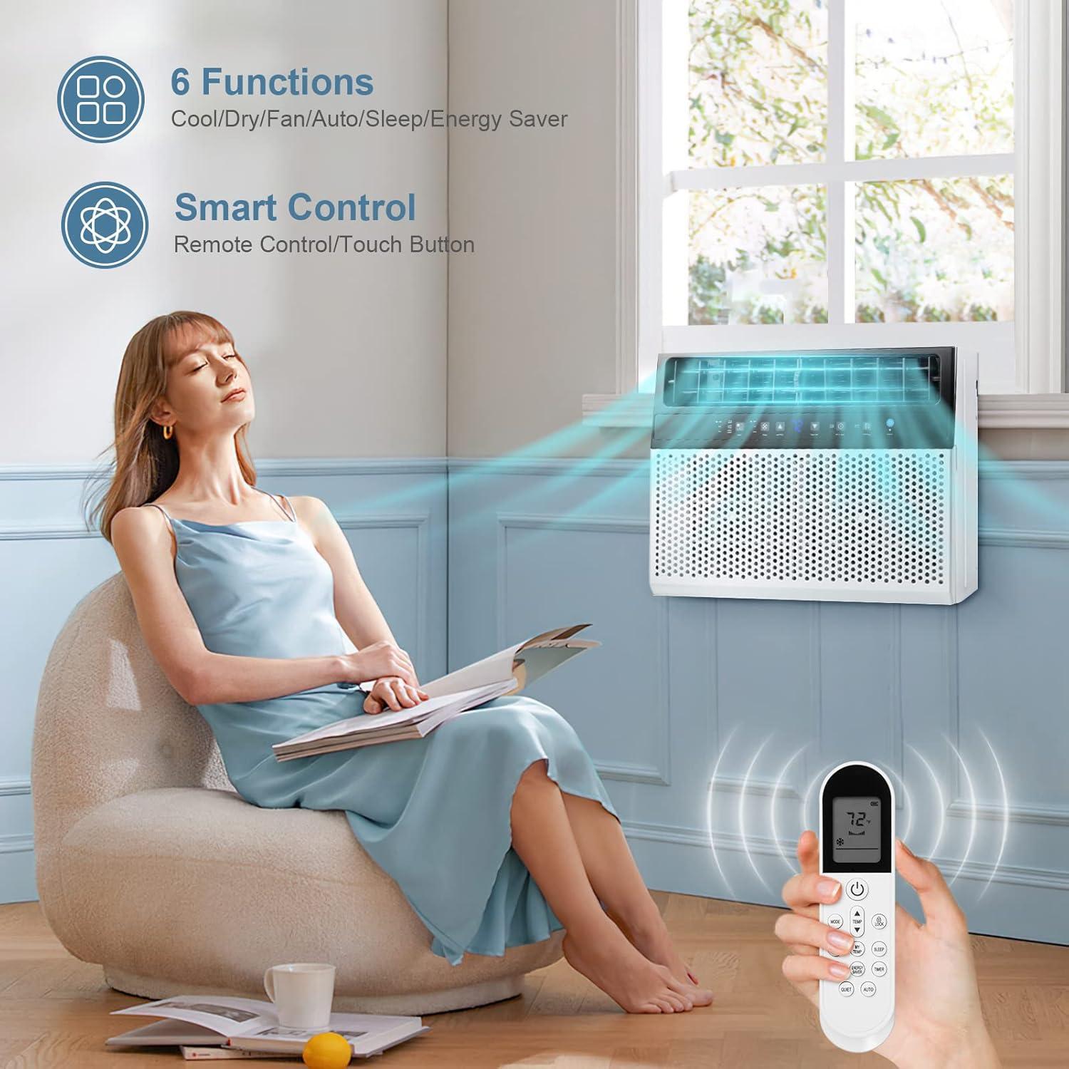 imageAntarctic Star 10000 BTU UShaped Window Air Conditioner Unit Cools up to 450 SqFt with 6 Modes 24H Timer Ultra Quiet Window AC Units with Full Window View Energy Saving Easy to Install White12 000 BTU Upgraded