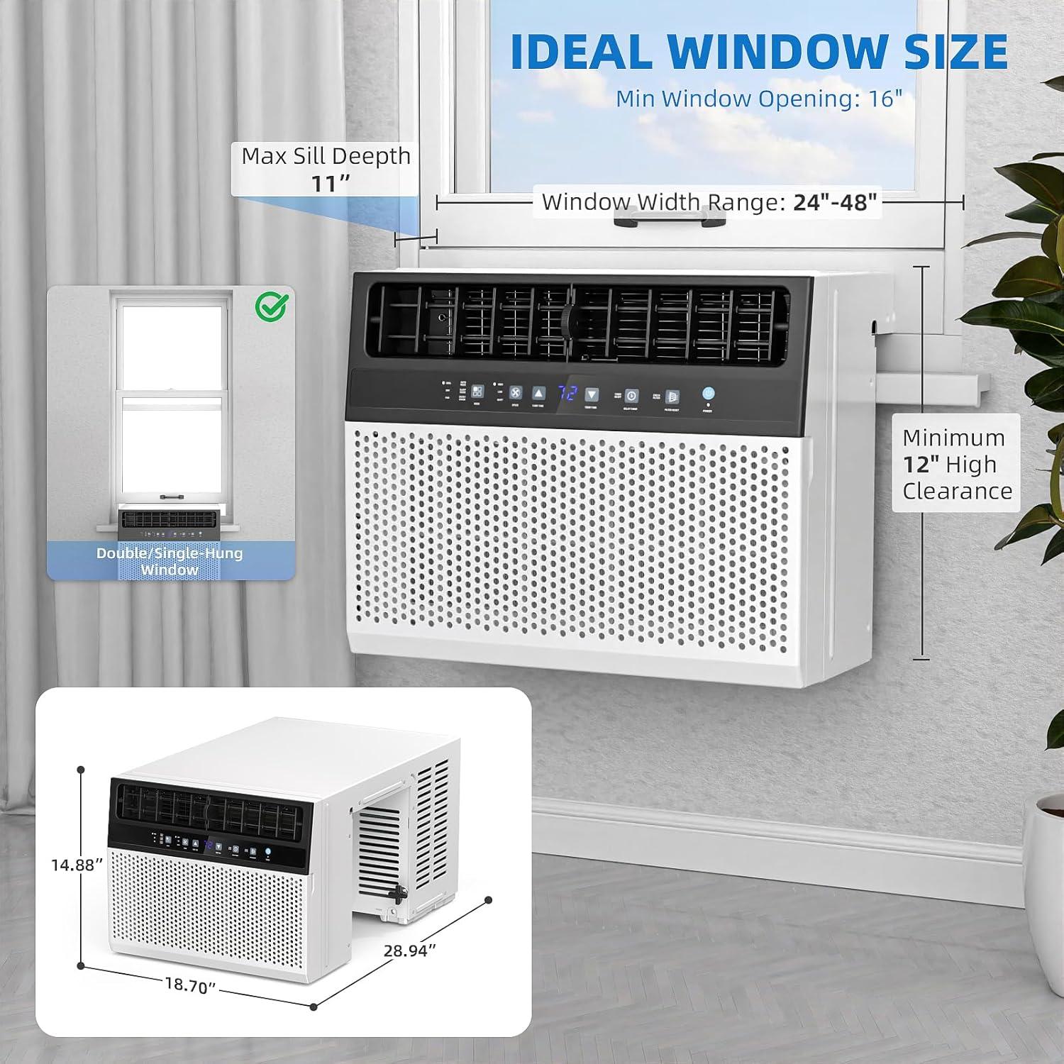 imageAntarctic Star 10000 BTU UShaped Window Air Conditioner Unit Cools up to 450 SqFt with 6 Modes 24H Timer Ultra Quiet Window AC Units with Full Window View Energy Saving Easy to Install White10 000 BTU