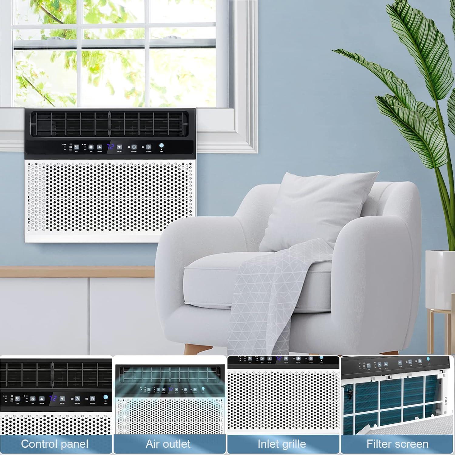 imageAntarctic Star 10000 BTU UShaped Window Air Conditioner Unit Cools up to 450 SqFt with 6 Modes 24H Timer Ultra Quiet Window AC Units with Full Window View Energy Saving Easy to Install White12 000 BTU Energy Saving