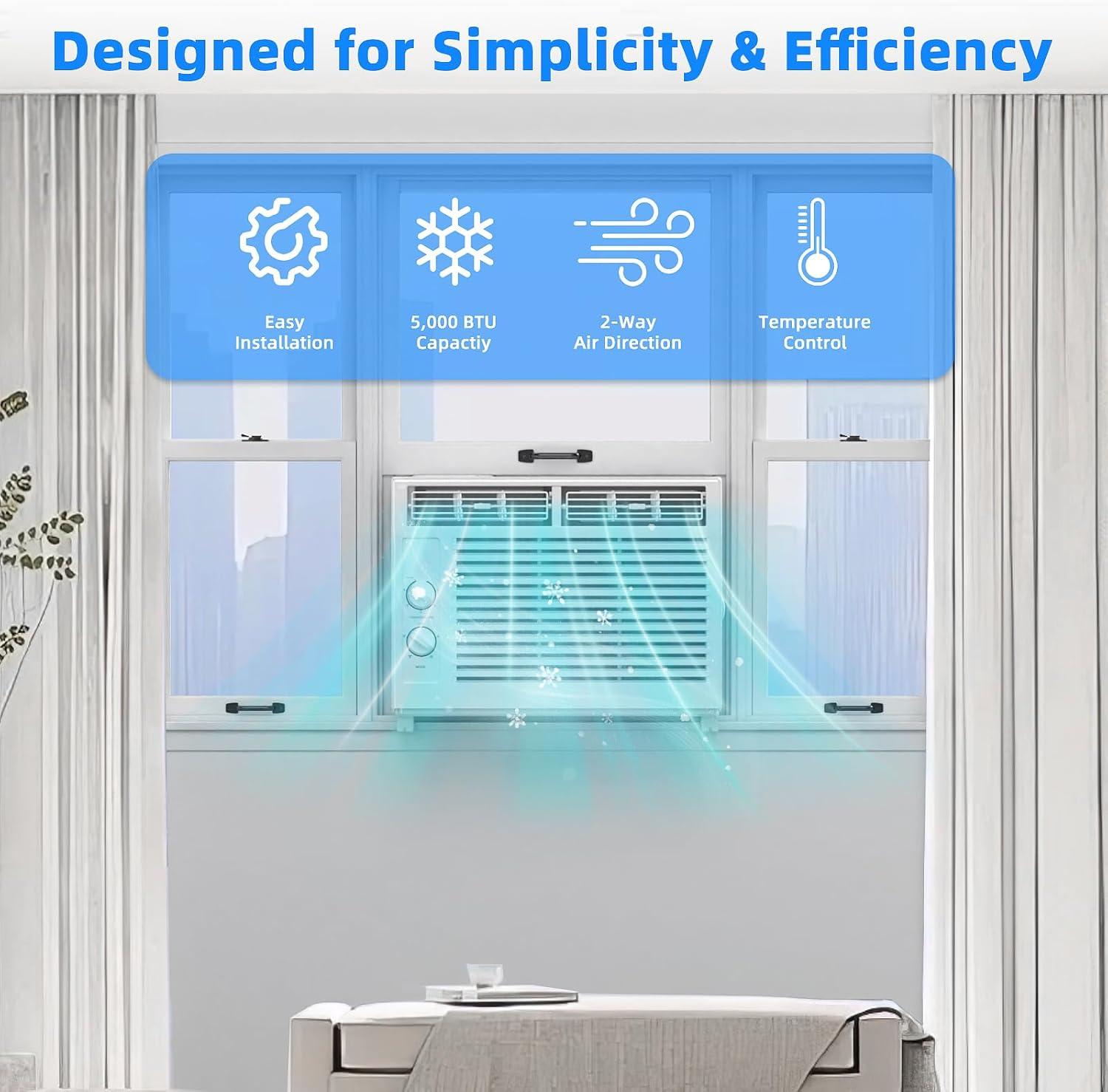 imageAntarctic Star 10000 BTU UShaped Window Air Conditioner Unit Cools up to 450 SqFt with 6 Modes 24H Timer Ultra Quiet Window AC Units with Full Window View Energy Saving Easy to Install White5 000 BTU