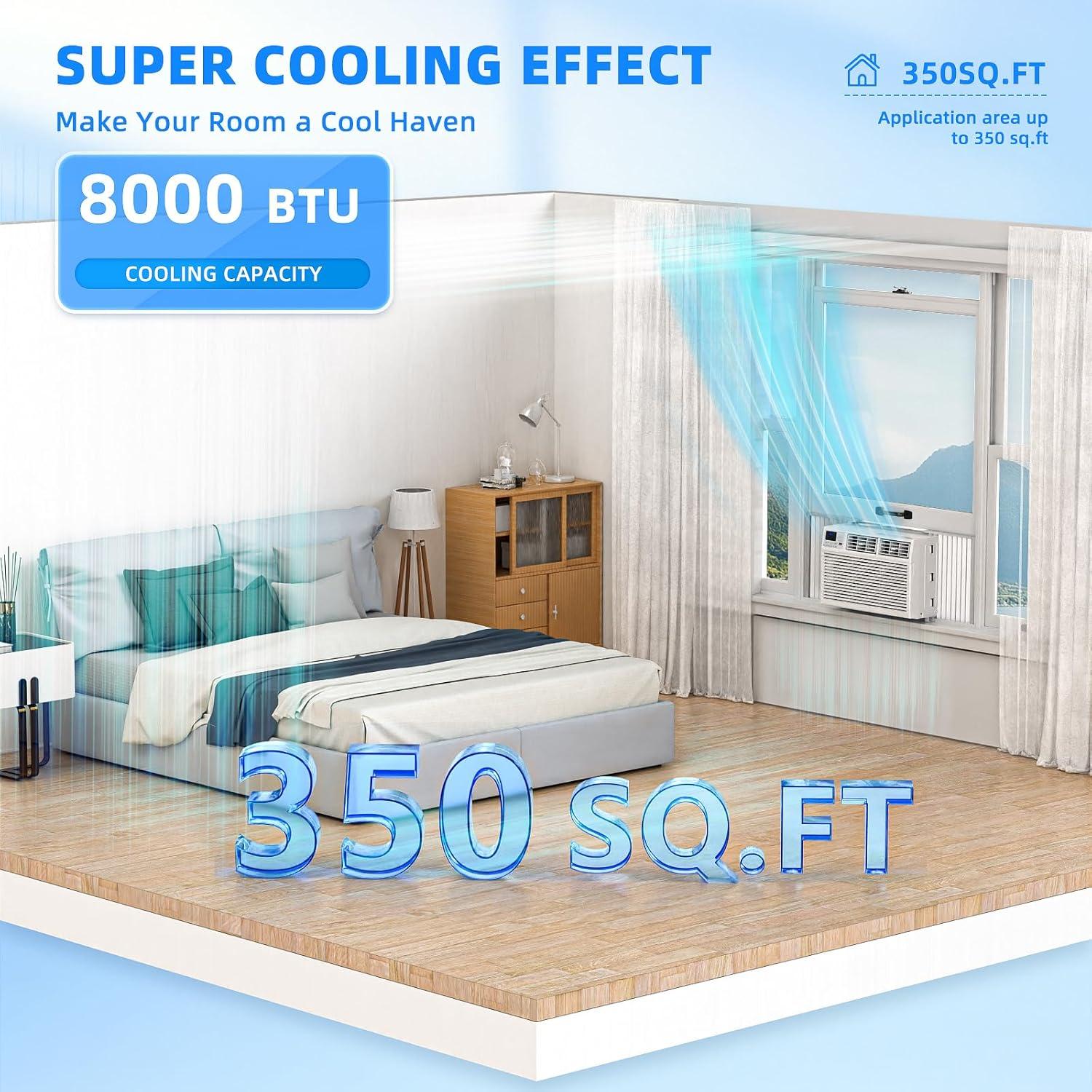 imageAntarctic Star 10000 BTU UShaped Window Air Conditioner Unit Cools up to 450 SqFt with 6 Modes 24H Timer Ultra Quiet Window AC Units with Full Window View Energy Saving Easy to Install White8 000 BTU