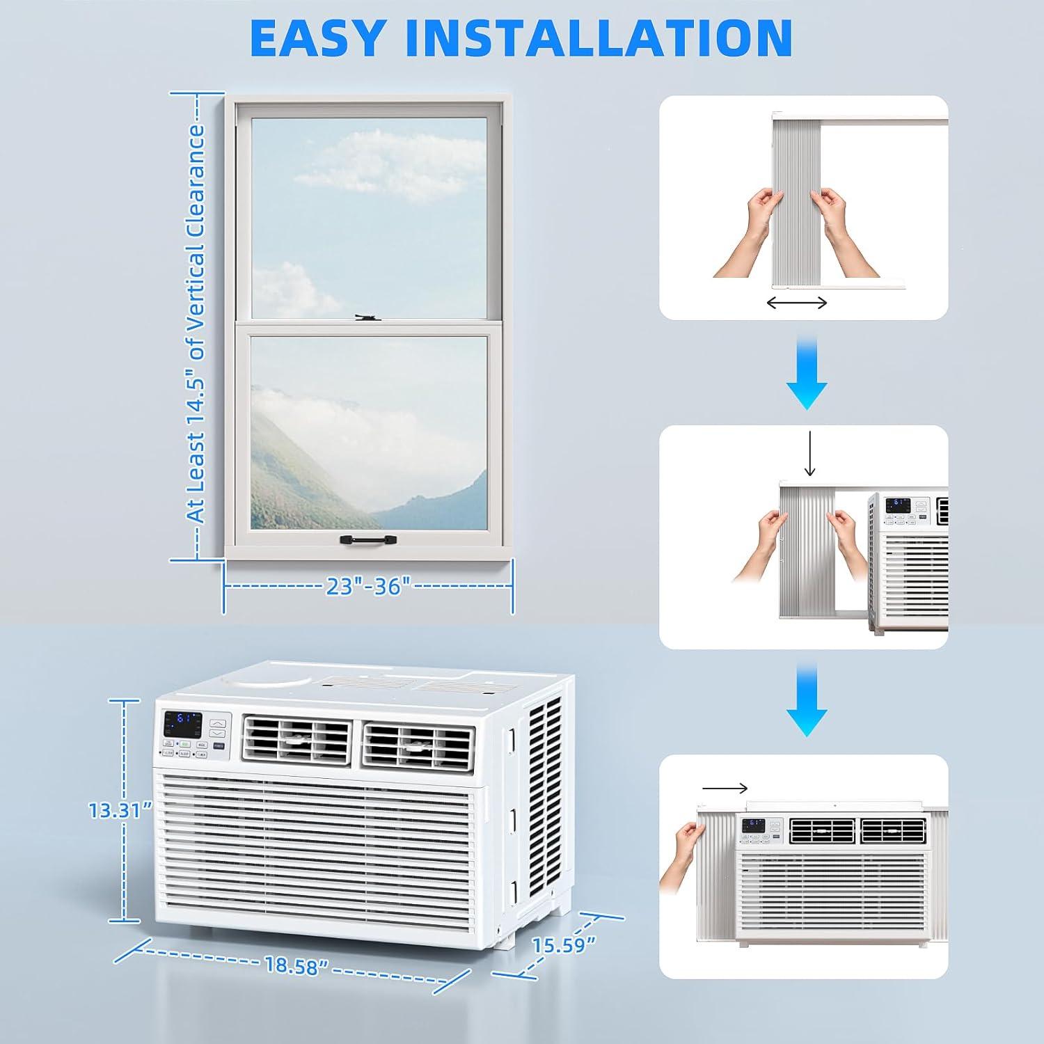 imageAntarctic Star 10000 BTU UShaped Window Air Conditioner Unit Cools up to 450 SqFt with 6 Modes 24H Timer Ultra Quiet Window AC Units with Full Window View Energy Saving Easy to Install White8 000 BTU