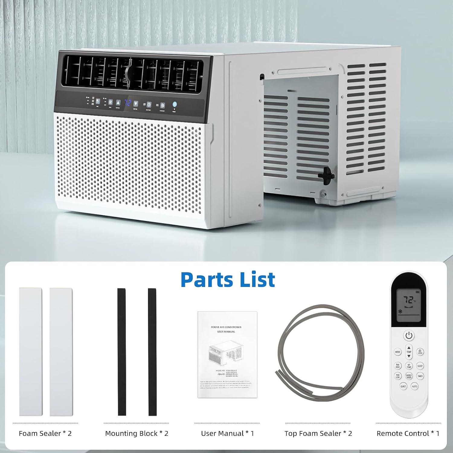 imageAntarctic Star 10000 BTU UShaped Window Air Conditioner Unit Cools up to 450 SqFt with 6 Modes 24H Timer Ultra Quiet Window AC Units with Full Window View Energy Saving Easy to Install White10 000 BTU