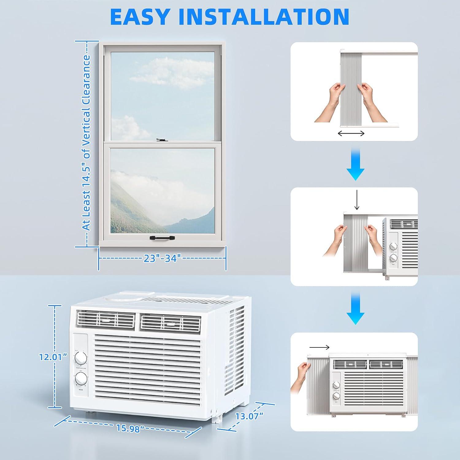 imageAntarctic Star 10000 BTU UShaped Window Air Conditioner Unit Cools up to 450 SqFt with 6 Modes 24H Timer Ultra Quiet Window AC Units with Full Window View Energy Saving Easy to Install White5 000 BTU