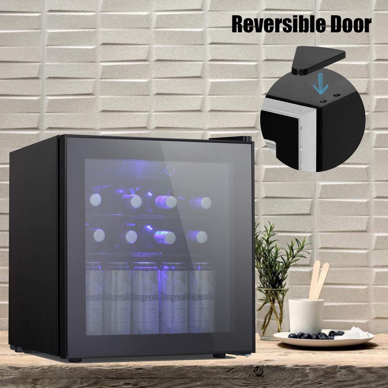 imageAntarctic Star 16cuft Wine CoolerCabinet Beverage Refigerator Small Wine Cellar Soda Beer Counter Top Bar Fridge Quiet Operation Compressor Freestanding Door Black Glass