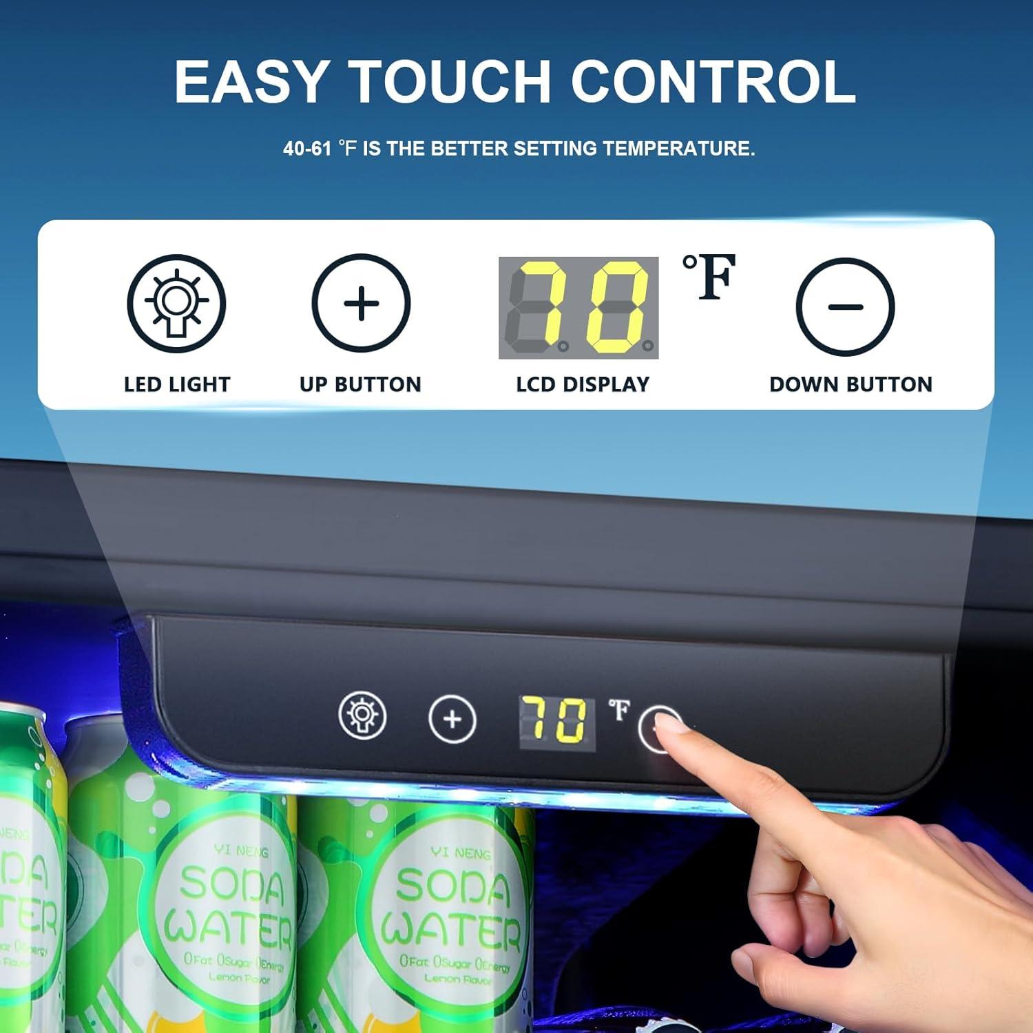 imageAntarctic Star 18L Beverage Refrigerator Cooler 24Can Mini Fridge with Quiet Compressor LED LightFreestanding Small Fridge with Electronic Temperature Control for Home and Bar4061 Black