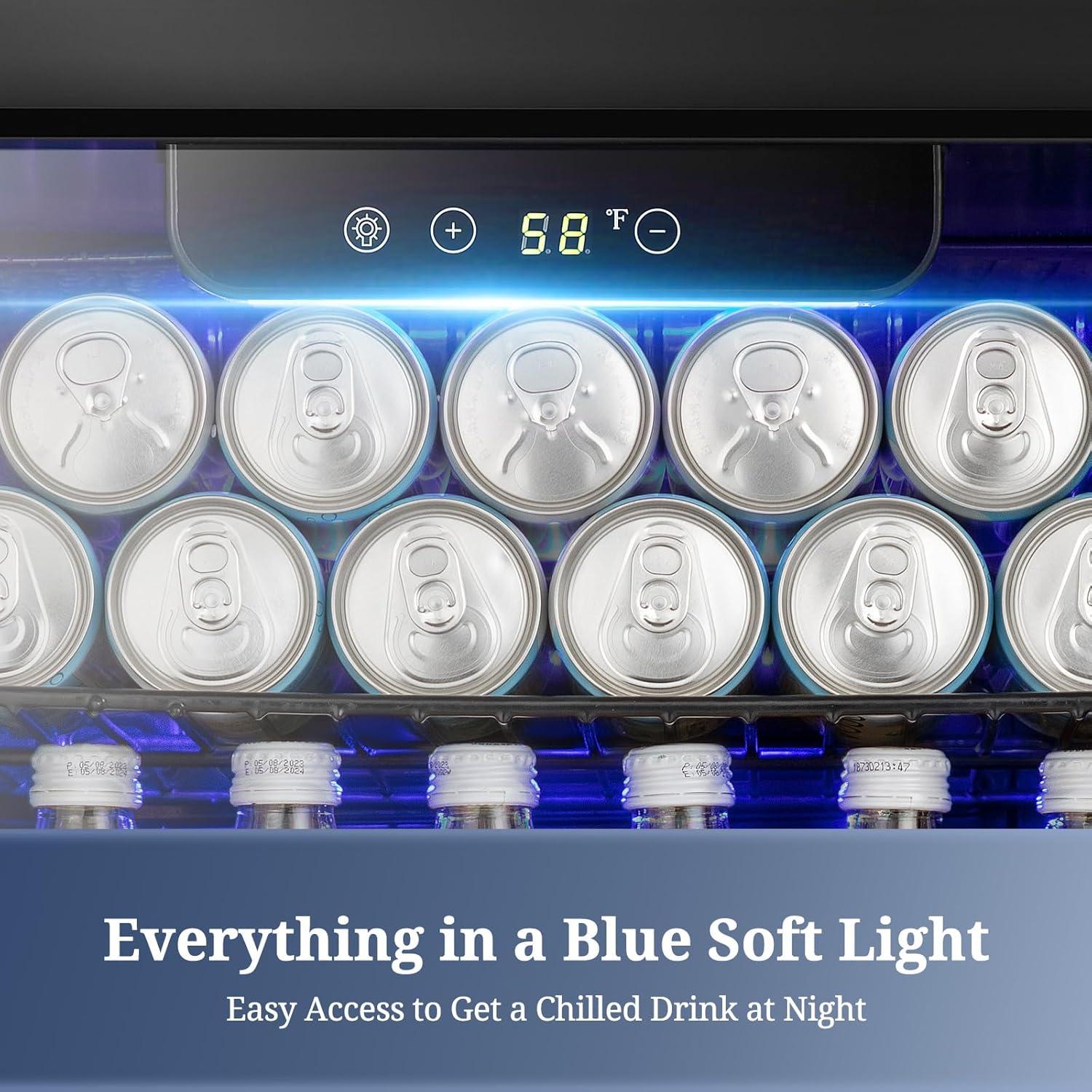 imageAntarctic Star 18L Beverage Refrigerator Cooler 24Can Mini Fridge with Quiet Compressor LED LightFreestanding Small Fridge with Electronic Temperature Control for Home and Bar4061 Black