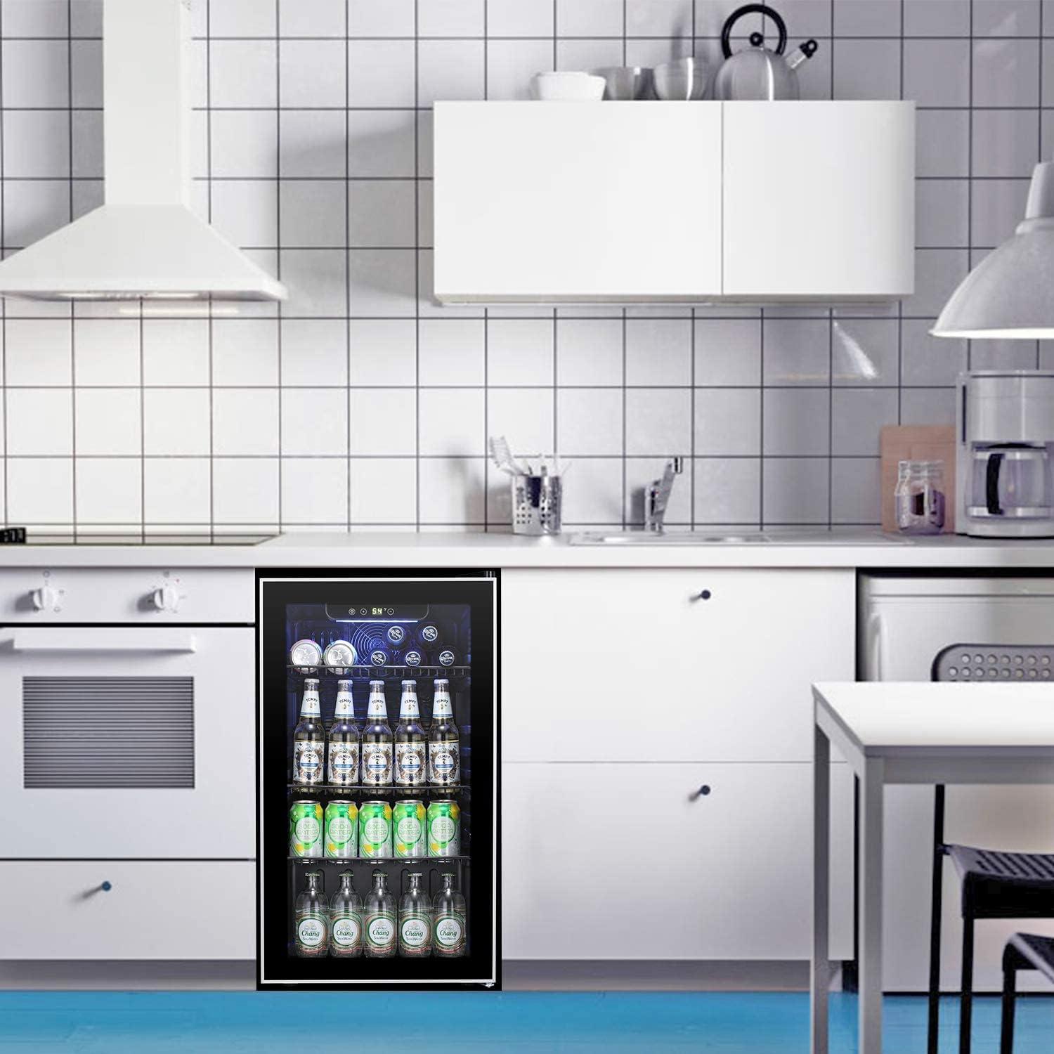 imageAntarctic Star 18L Beverage Refrigerator Cooler 24Can Mini Fridge with Quiet Compressor LED LightFreestanding Small Fridge with Electronic Temperature Control for Home and Bar4061 Black