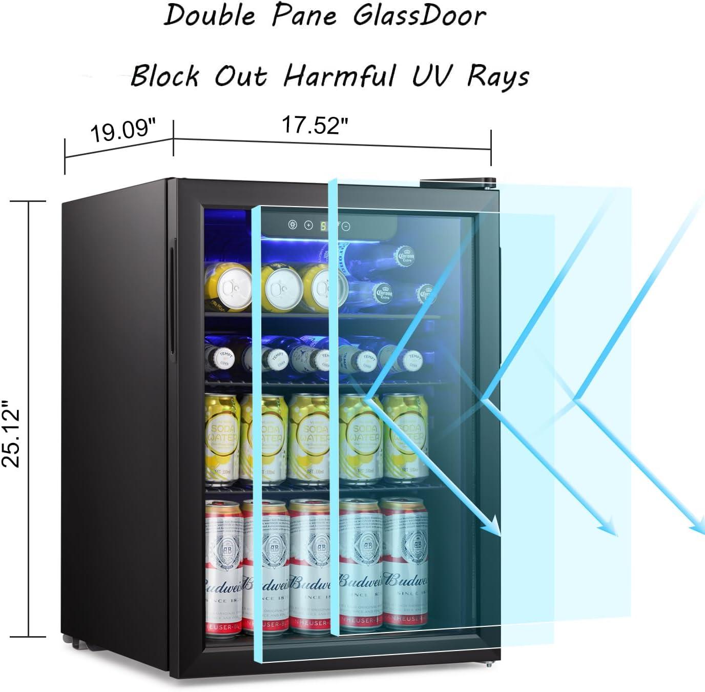 imageAntarctic Star 18L Beverage Refrigerator Cooler 24Can Mini Fridge with Quiet Compressor LED LightFreestanding Small Fridge with Electronic Temperature Control for Home and Bar4061 Black