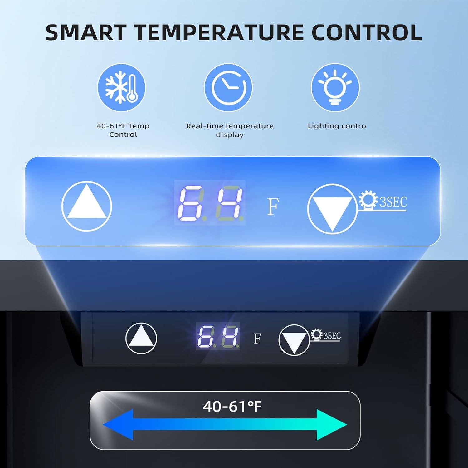 imageAntarctic Star 18L Beverage Refrigerator Cooler 24Can Mini Fridge with Quiet Compressor LED LightFreestanding Small Fridge with Electronic Temperature Control for Home and Bar4061 Black