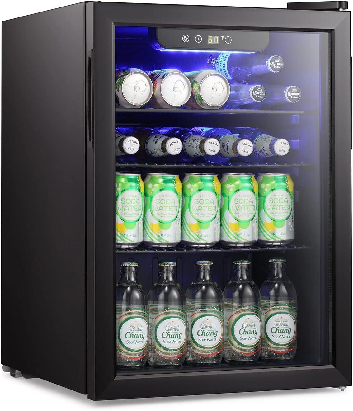imageAntarctic Star 18L Beverage Refrigerator Cooler 24Can Mini Fridge with Quiet Compressor LED LightFreestanding Small Fridge with Electronic Temperature Control for Home and Bar4061 Black