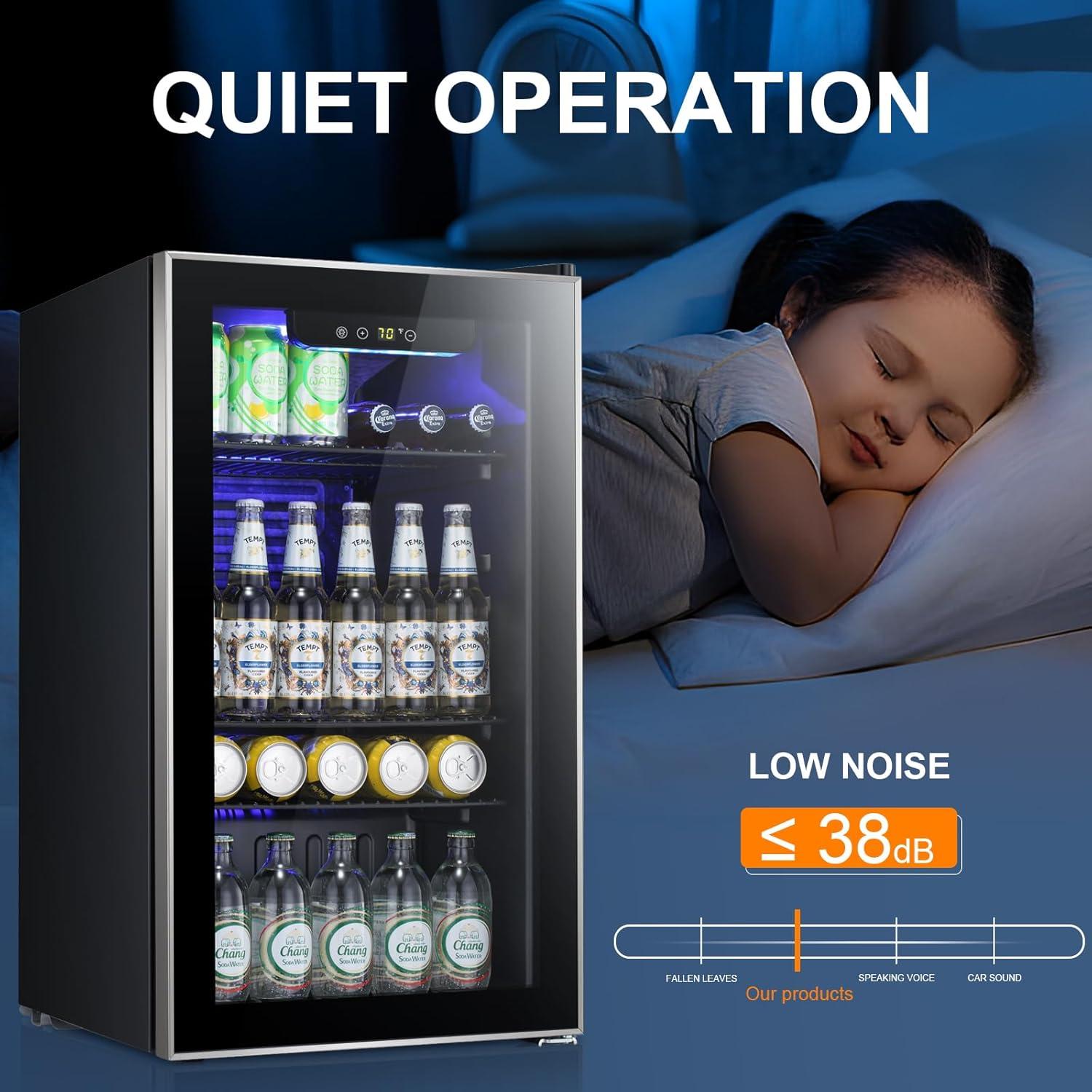 imageAntarctic Star 18L Beverage Refrigerator Cooler 24Can Mini Fridge with Quiet Compressor LED LightFreestanding Small Fridge with Electronic Temperature Control for Home and Bar4061 Black