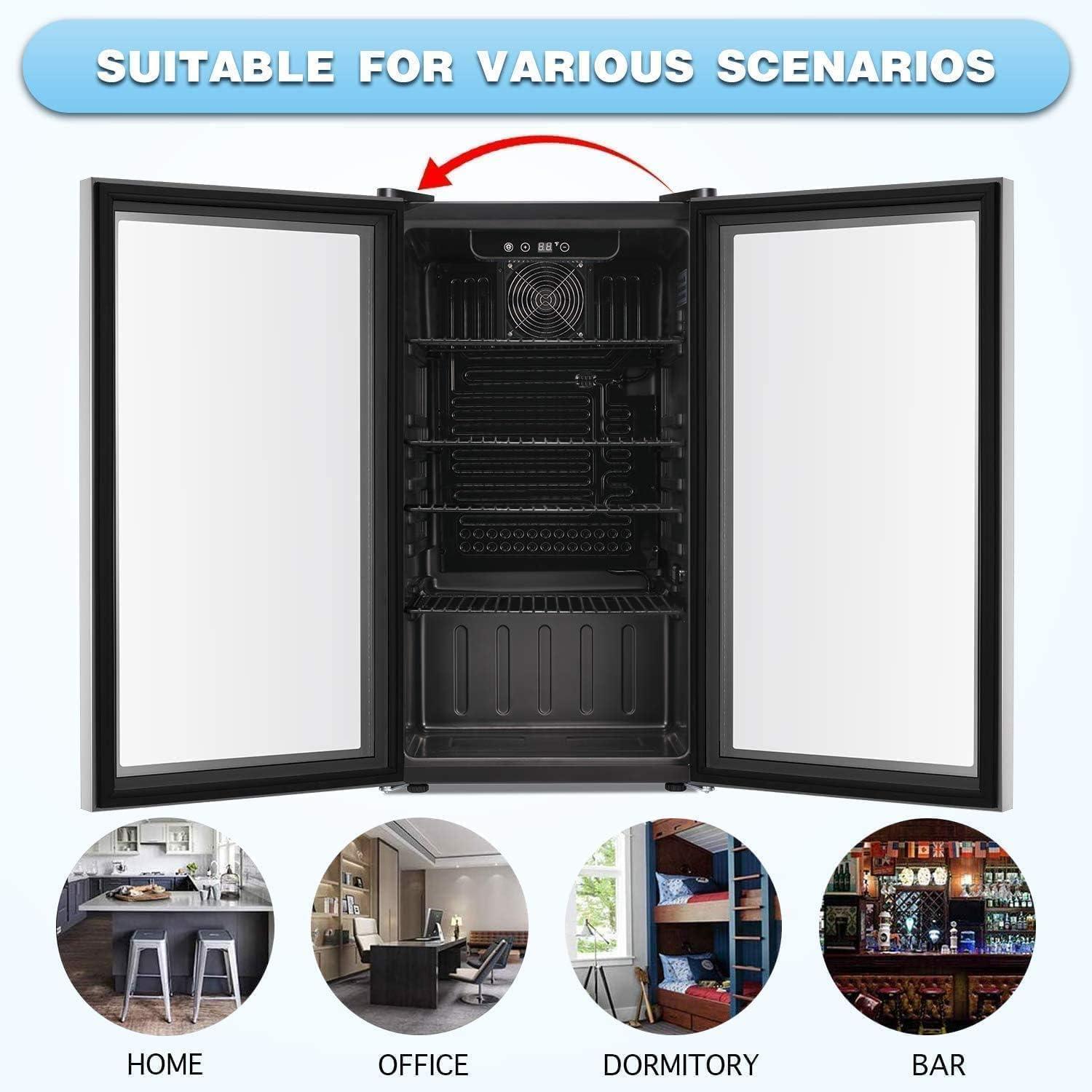 imageAntarctic Star 18L Beverage Refrigerator Cooler 24Can Mini Fridge with Quiet Compressor LED LightFreestanding Small Fridge with Electronic Temperature Control for Home and Bar4061 Silver