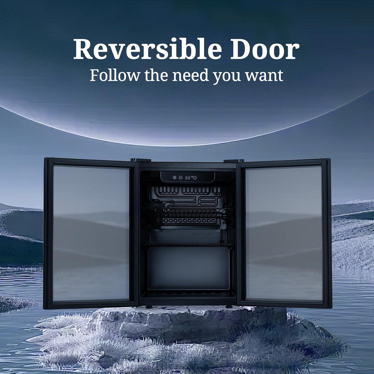 imageAntarctic Star 18L Beverage Refrigerator Cooler 24Can Mini Fridge with Quiet Compressor LED LightFreestanding Small Fridge with Electronic Temperature Control for Home and Bar4061 Black