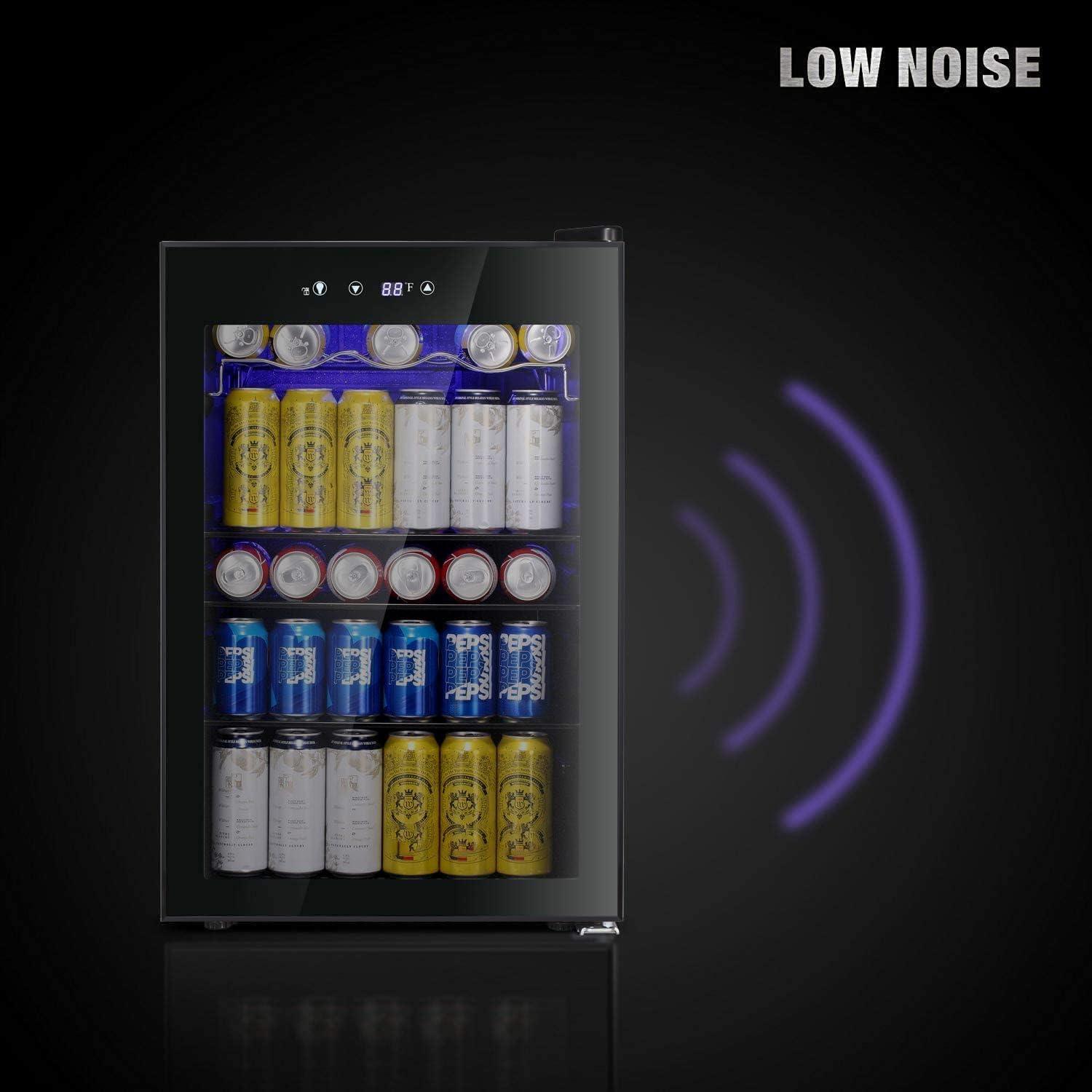 imageAntarctic Star 18L Beverage Refrigerator Cooler 24Can Mini Fridge with Quiet Compressor LED LightFreestanding Small Fridge with Electronic Temperature Control for Home and Bar4061 Black