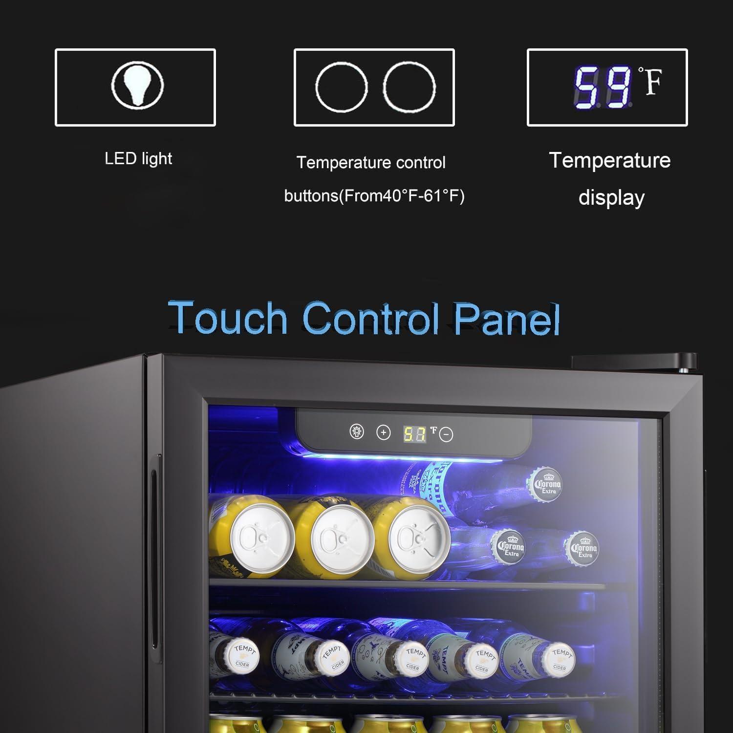 imageAntarctic Star 18L Beverage Refrigerator Cooler 24Can Mini Fridge with Quiet Compressor LED LightFreestanding Small Fridge with Electronic Temperature Control for Home and Bar4061 Black