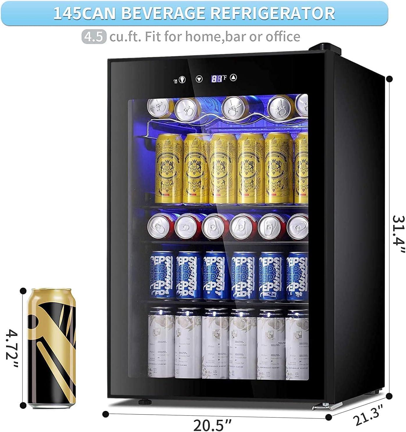 imageAntarctic Star 18L Beverage Refrigerator Cooler 24Can Mini Fridge with Quiet Compressor LED LightFreestanding Small Fridge with Electronic Temperature Control for Home and Bar4061 Black