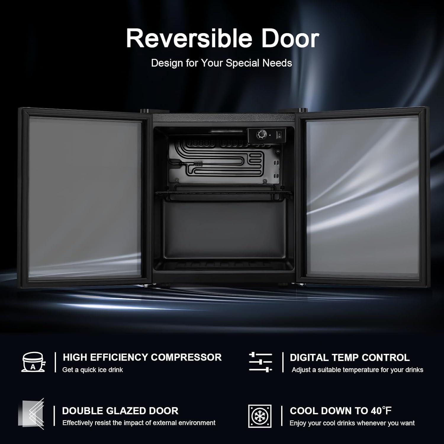 imageAntarctic Star 18L Beverage Refrigerator Cooler 24Can Mini Fridge with Quiet Compressor LED LightFreestanding Small Fridge with Electronic Temperature Control for Home and Bar4061 Black