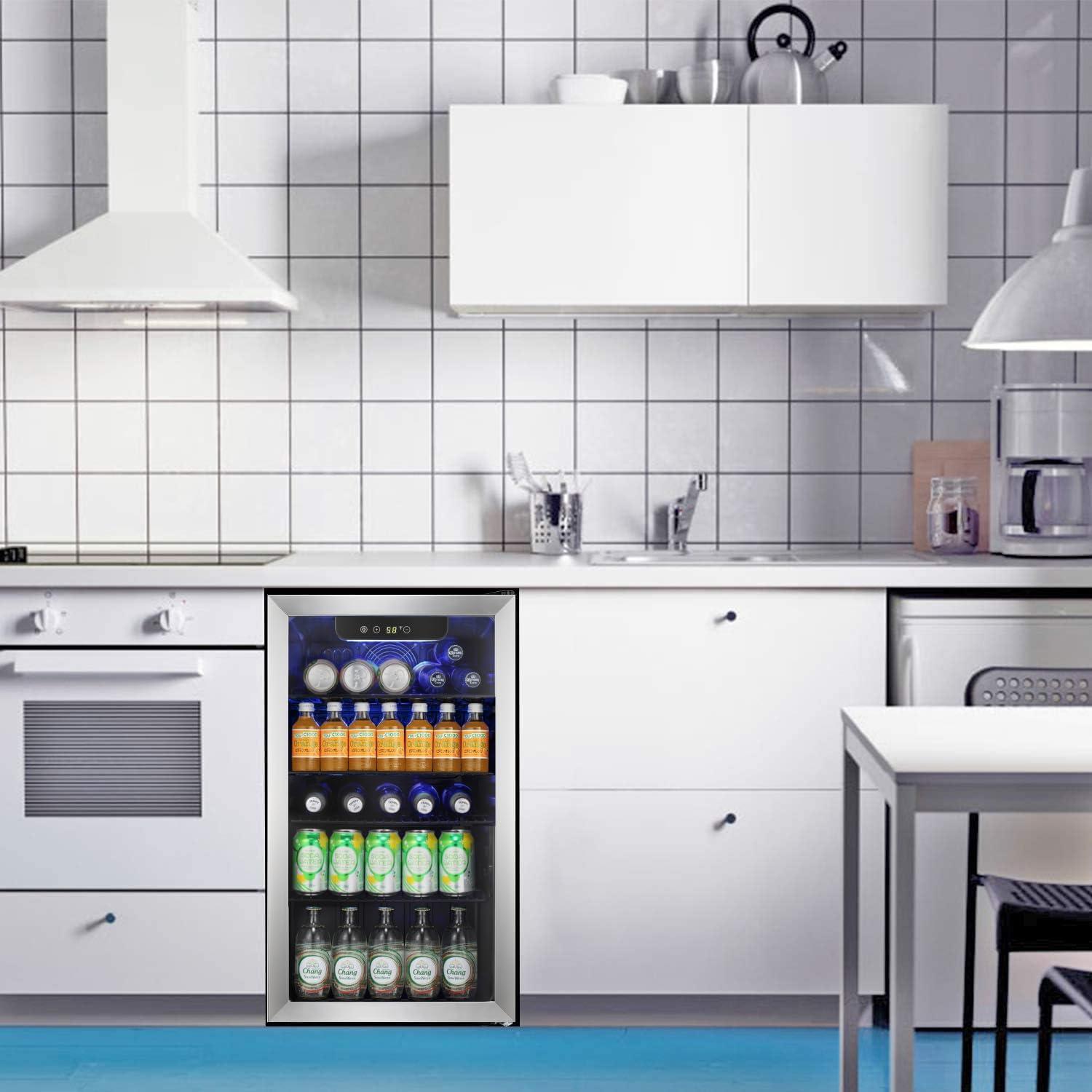 imageAntarctic Star 18L Beverage Refrigerator Cooler 24Can Mini Fridge with Quiet Compressor LED LightFreestanding Small Fridge with Electronic Temperature Control for Home and Bar4061 Silver