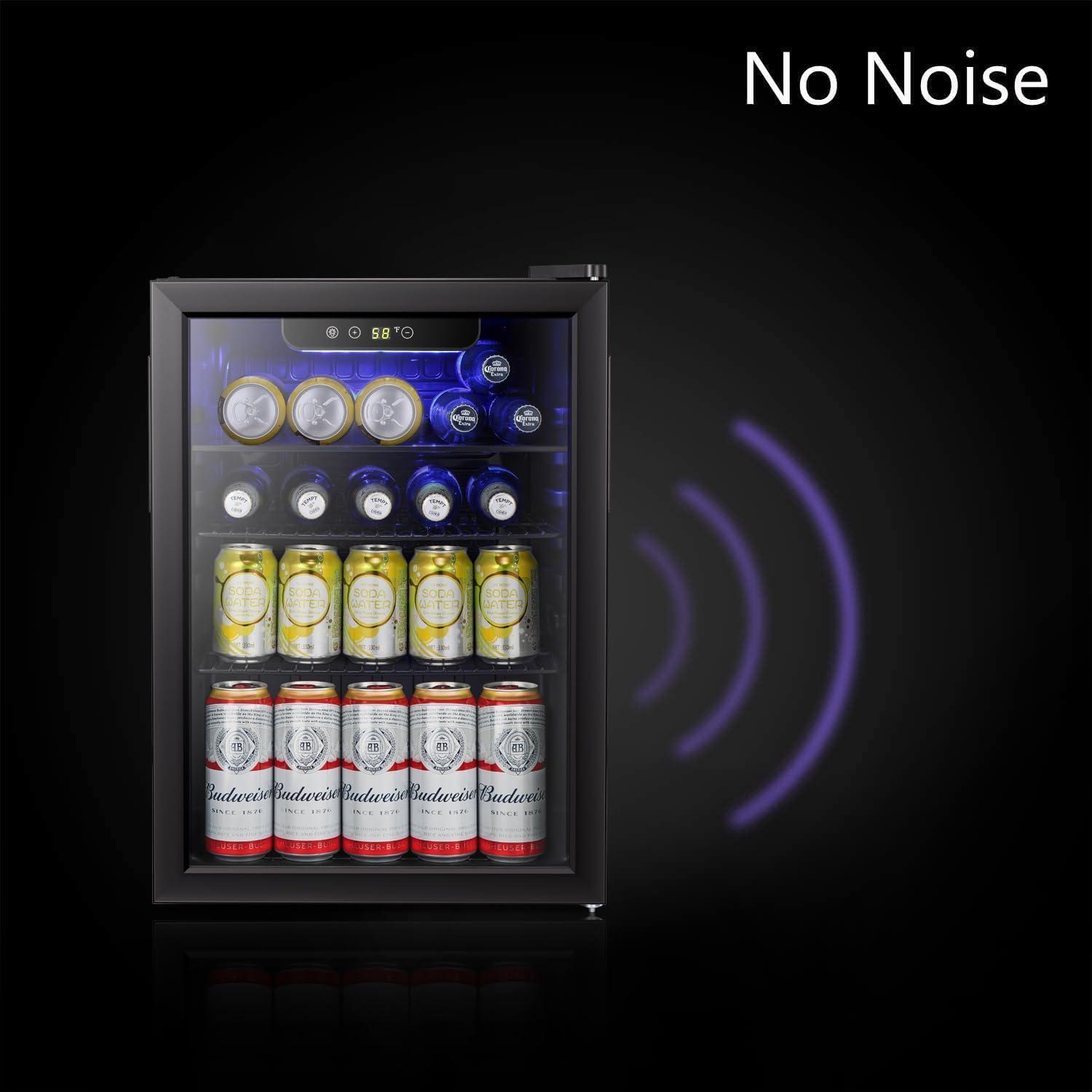 imageAntarctic Star 18L Beverage Refrigerator Cooler 24Can Mini Fridge with Quiet Compressor LED LightFreestanding Small Fridge with Electronic Temperature Control for Home and Bar4061 Black