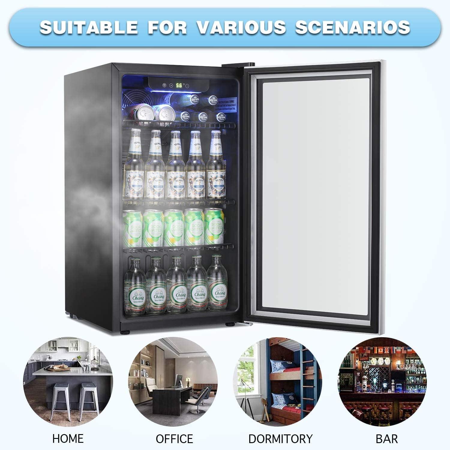 imageAntarctic Star 18L Beverage Refrigerator Cooler 24Can Mini Fridge with Quiet Compressor LED LightFreestanding Small Fridge with Electronic Temperature Control for Home and Bar4061 Black
