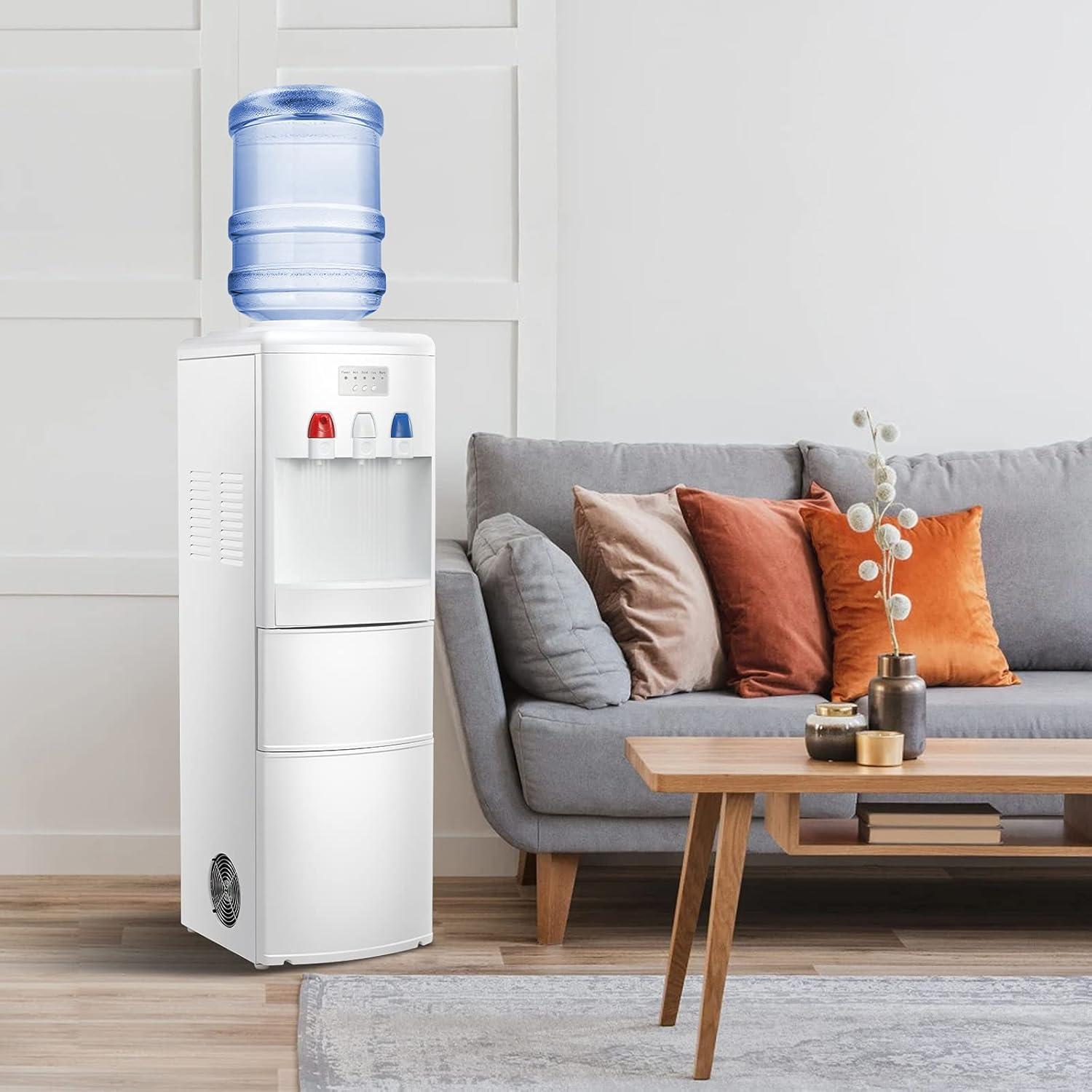 imageAntarctic Star 2in1 Water Cooler Dispenser with Builtin Ice Maker Freestanding Hot Cold Top Loading Water Dispenser 2 3 or 5 Gallon Bottle with Child Safety Lock White