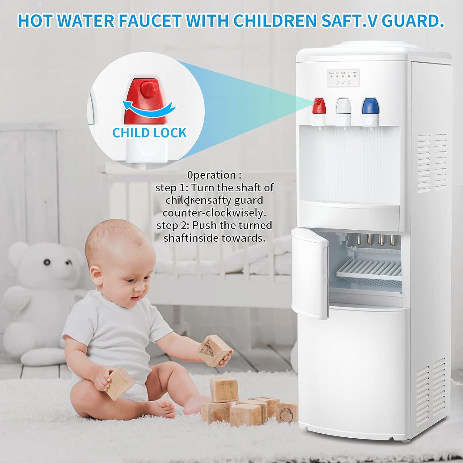imageAntarctic Star 2in1 Water Cooler Dispenser with Builtin Ice Maker Freestanding Hot Cold Top Loading Water Dispenser 2 3 or 5 Gallon Bottle with Child Safety Lock White