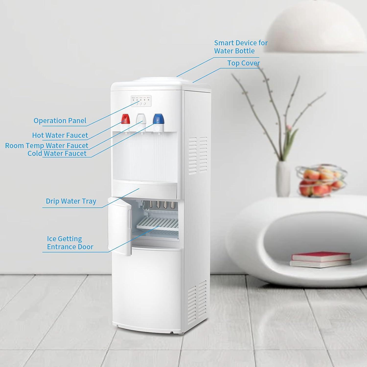 imageAntarctic Star 2in1 Water Cooler Dispenser with Builtin Ice Maker Freestanding Hot Cold Top Loading Water Dispenser 2 3 or 5 Gallon Bottle with Child Safety Lock White