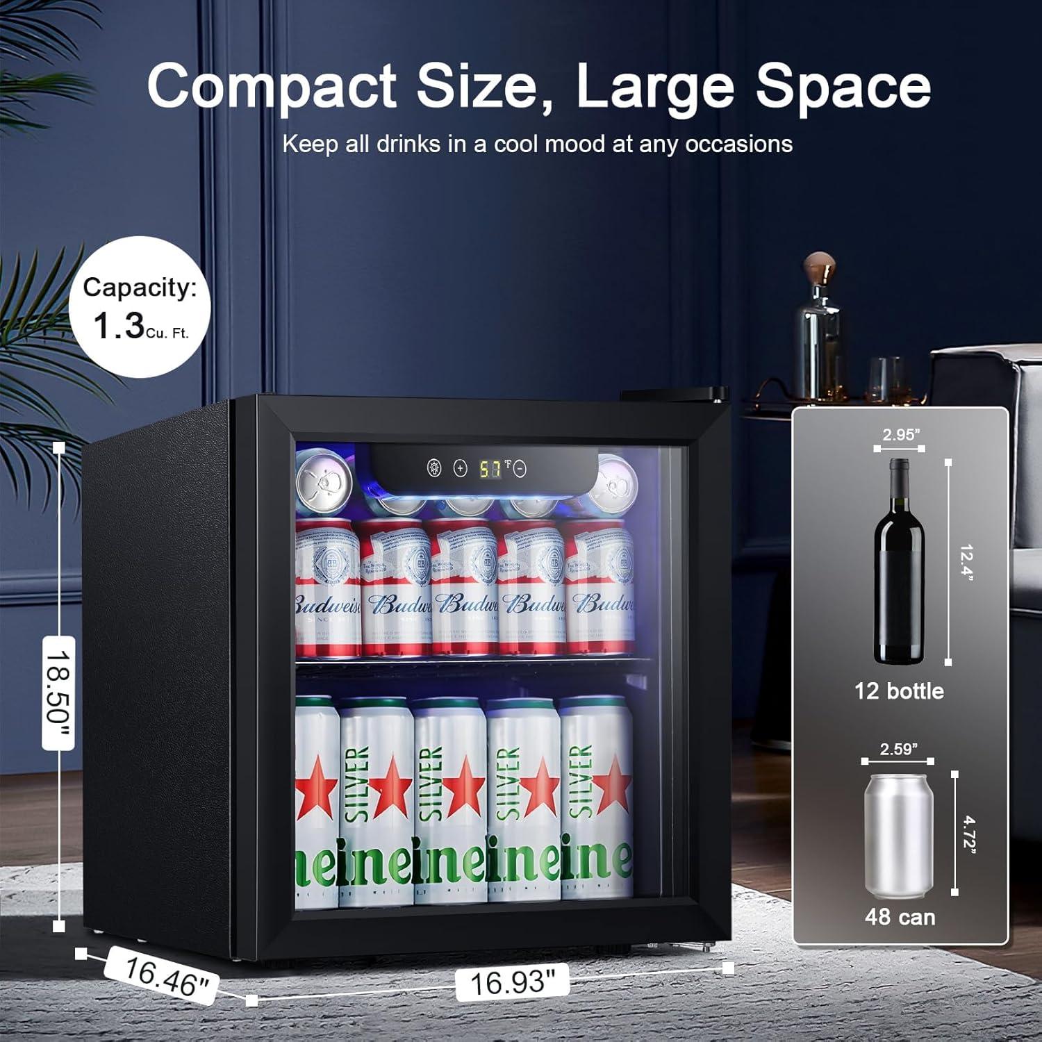 imageAntarctic Star Beverage Refrigerator Cooler 120 Can Glass Door Mini Fridge for Soda Cola Beer or Wine Constant Glass Door Small Drink Dispenser Clear Front Door for Home Bar 32cuftBlack