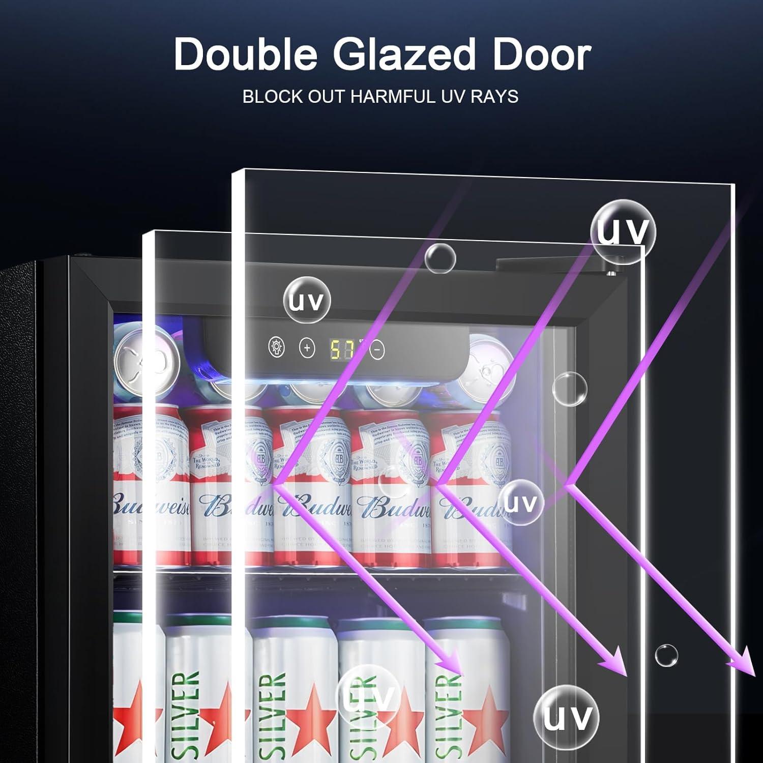 imageAntarctic Star Beverage Refrigerator Cooler 120 Can Glass Door Mini Fridge for Soda Cola Beer or Wine Constant Glass Door Small Drink Dispenser Clear Front Door for Home Bar 32cuftBlack