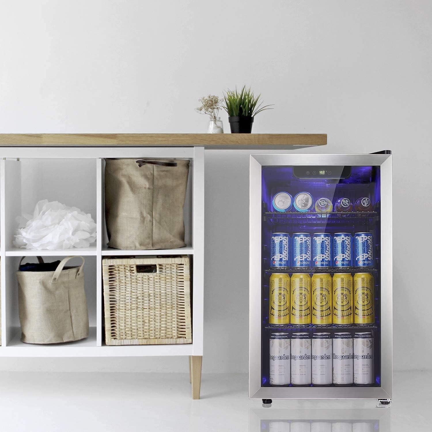 imageAntarctic Star Beverage Refrigerator Cooler68 Can 16 Bottle Mini Fridge for Soda Beer Wine ChampagneGlass Door Drink Dispenser Knob Controlfor Home and Bar17CuFtBlackSilver