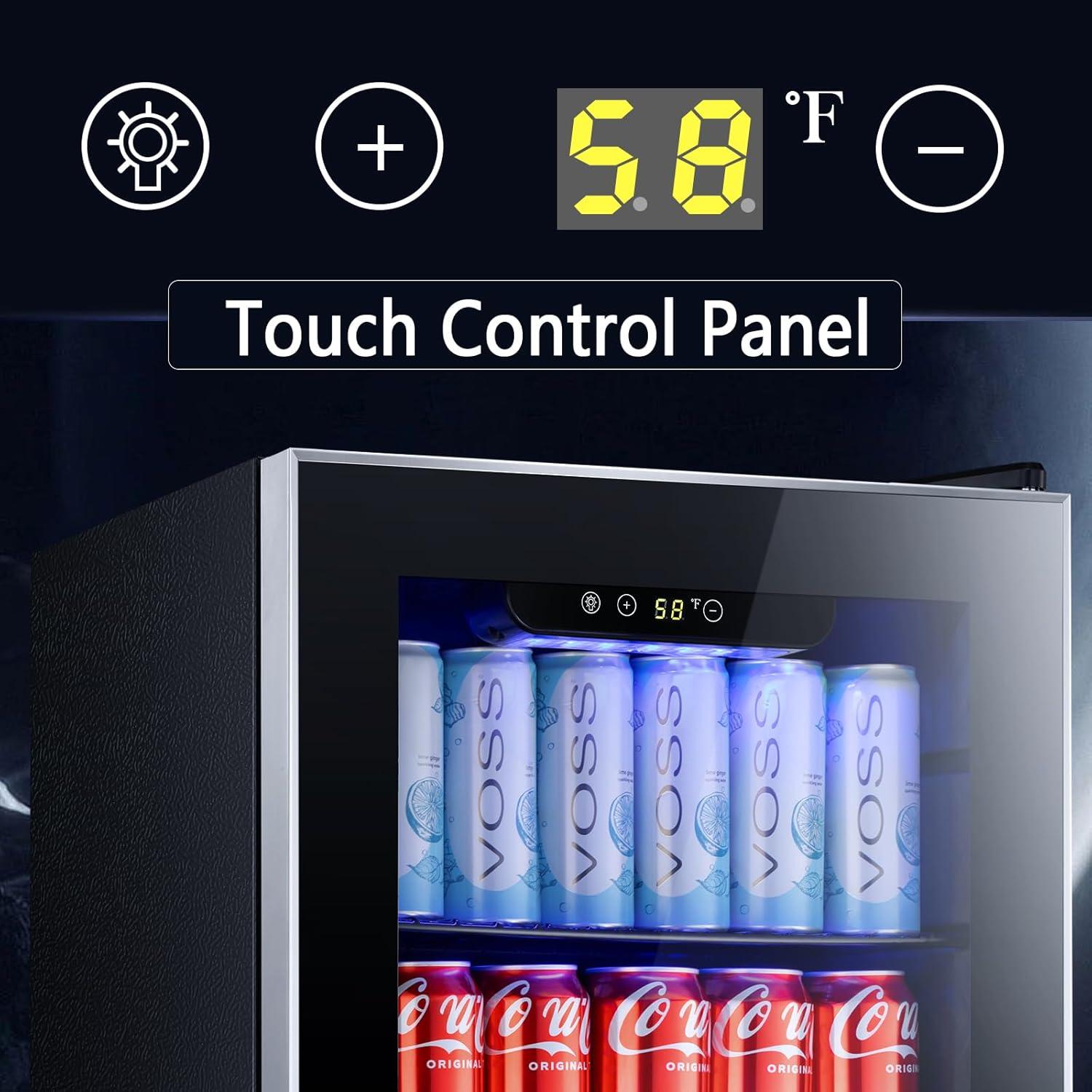 imageAntarctic Star Beverage Refrigerator Cooler68 Can 16 Bottle Mini Fridge for Soda Beer Wine ChampagneGlass Door Drink Dispenser Knob Controlfor Home and Bar17CuFtBlackBlack