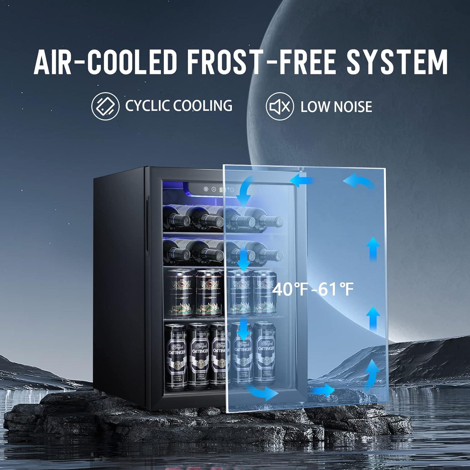 imageAntarctic Star Beverage Refrigerator Cooler68 Can 16 Bottle Mini Fridge for Soda Beer Wine ChampagneGlass Door Drink Dispenser Knob Controlfor Home and Bar17CuFtBlackBlack