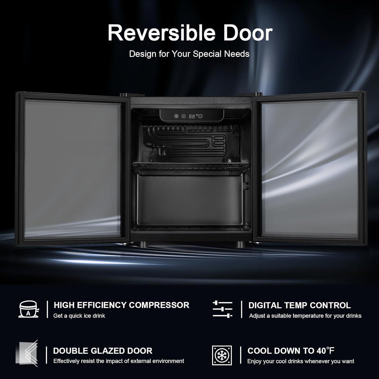 imageAntarctic Star Beverage Refrigerator Cooler68 Can 16 Bottle Mini Fridge for Soda Beer Wine ChampagneGlass Door Drink Dispenser Knob Controlfor Home and Bar17CuFtBlackBlack