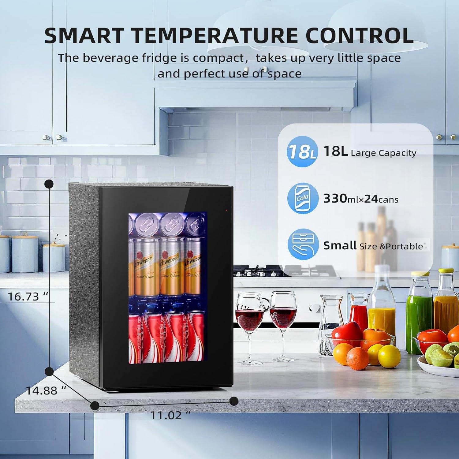 imageAntarctic Star Beverage Refrigerator Cooler68 Can 16 Bottle Mini Fridge for Soda Beer Wine ChampagneGlass Door Drink Dispenser Knob Controlfor Home and Bar17CuFtBlackBlack