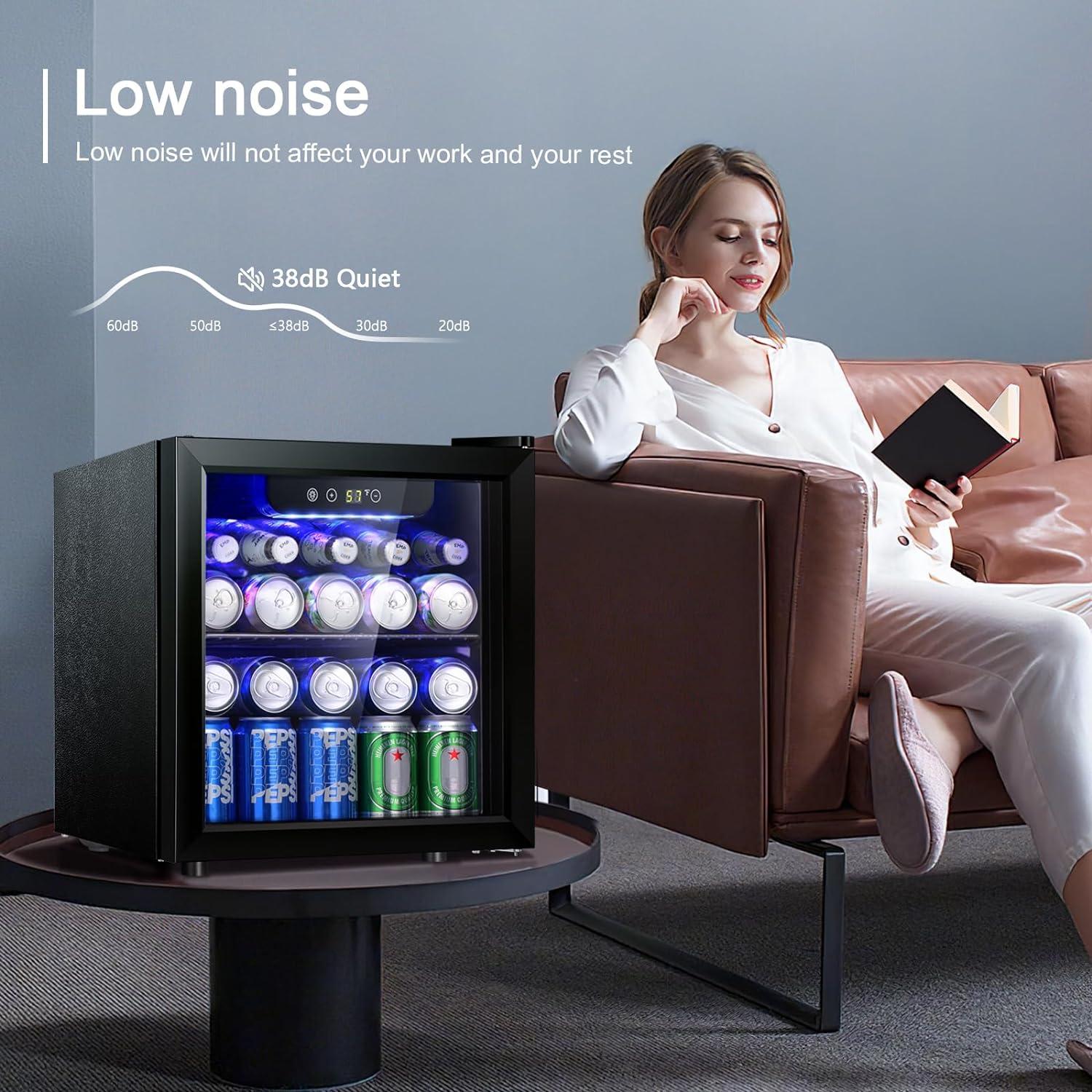 imageAntarctic Star Beverage Refrigerator Cooler68 Can 16 Bottle Mini Fridge for Soda Beer Wine ChampagneGlass Door Drink Dispenser Knob Controlfor Home and Bar17CuFtBlackBlack