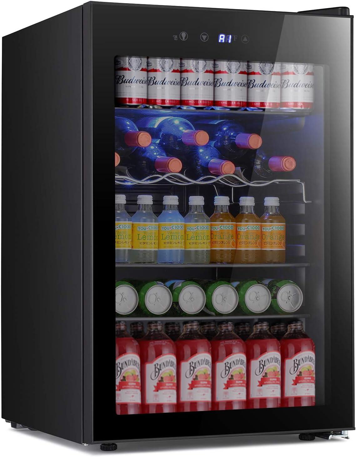 imageAntarctic Star Beverage Refrigerator Cooler68 Can 16 Bottle Mini Fridge for Soda Beer Wine ChampagneGlass Door Drink Dispenser Knob Controlfor Home and Bar17CuFtBlackBlack