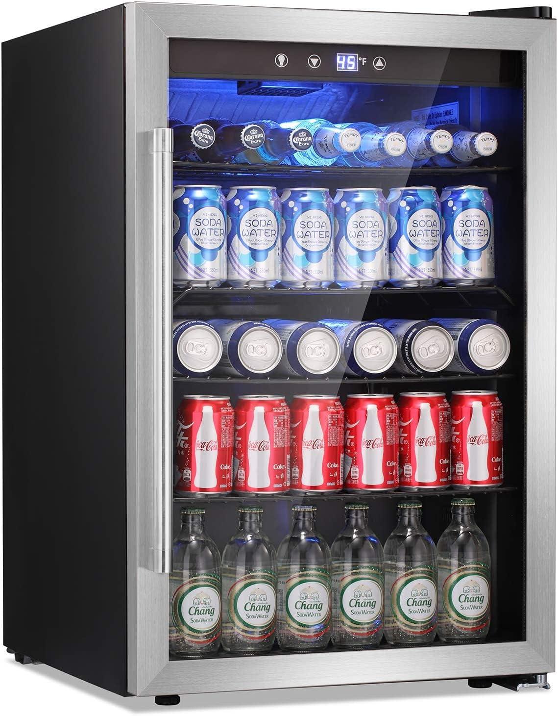 imageAntarctic Star Beverage Refrigerator Cooler68 Can 16 Bottle Mini Fridge for Soda Beer Wine ChampagneGlass Door Drink Dispenser Knob Controlfor Home and Bar17CuFtBlackSilver