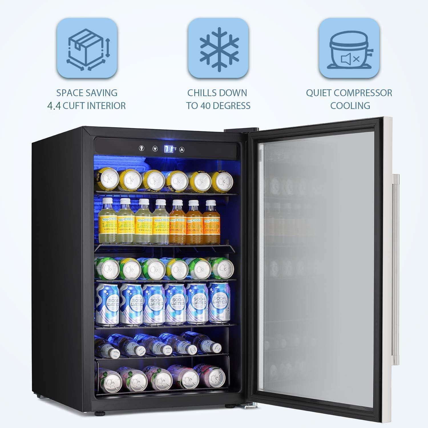 imageAntarctic Star Beverage Refrigerator Cooler68 Can 16 Bottle Mini Fridge for Soda Beer Wine ChampagneGlass Door Drink Dispenser Knob Controlfor Home and Bar17CuFtBlackSilver