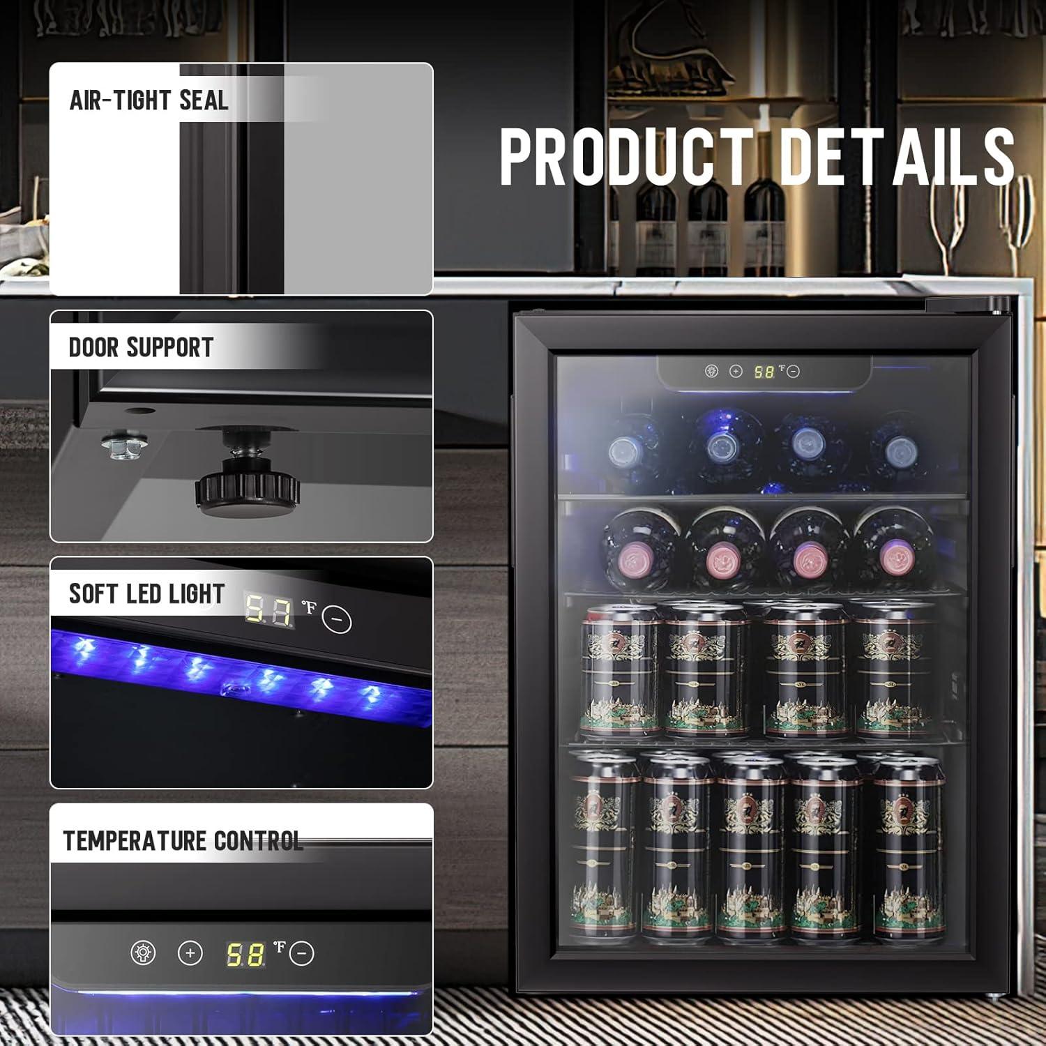 imageAntarctic Star Beverage Refrigerator Cooler68 Can 16 Bottle Mini Fridge for Soda Beer Wine ChampagneGlass Door Drink Dispenser Knob Controlfor Home and Bar17CuFtBlackBlack