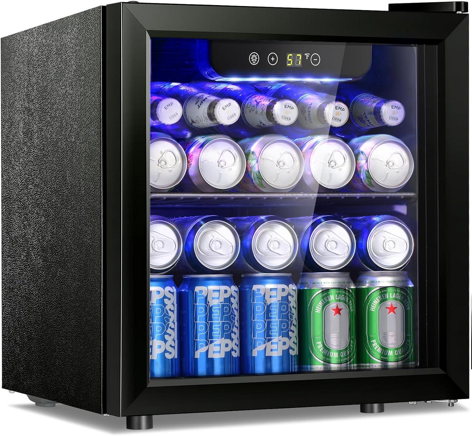 imageAntarctic Star Beverage Refrigerator Cooler68 Can 16 Bottle Mini Fridge for Soda Beer Wine ChampagneGlass Door Drink Dispenser Knob Controlfor Home and Bar17CuFtBlackBlack