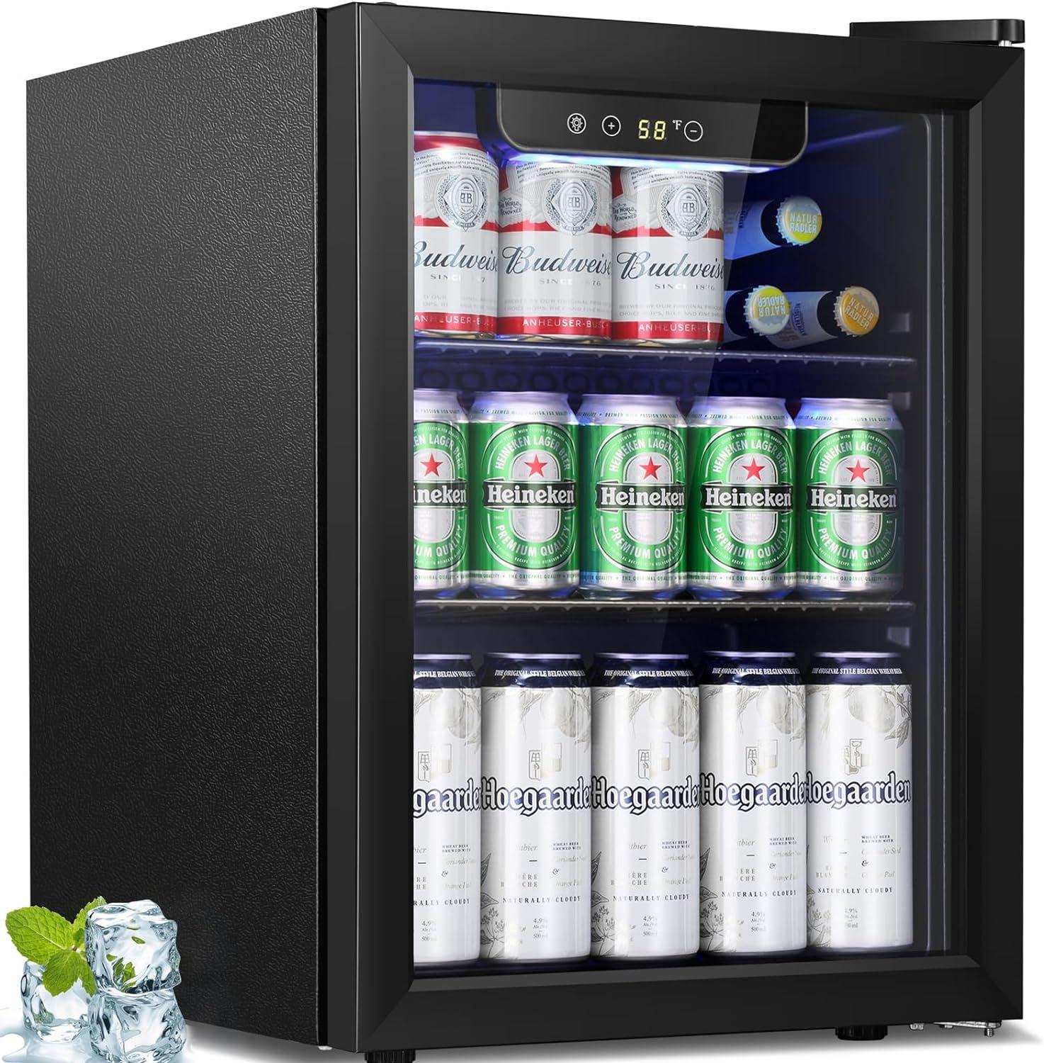 imageAntarctic Star Beverage Refrigerator Cooler68 Can 16 Bottle Mini Fridge for Soda Beer Wine ChampagneGlass Door Drink Dispenser Knob Controlfor Home and Bar17CuFtBlackBlack