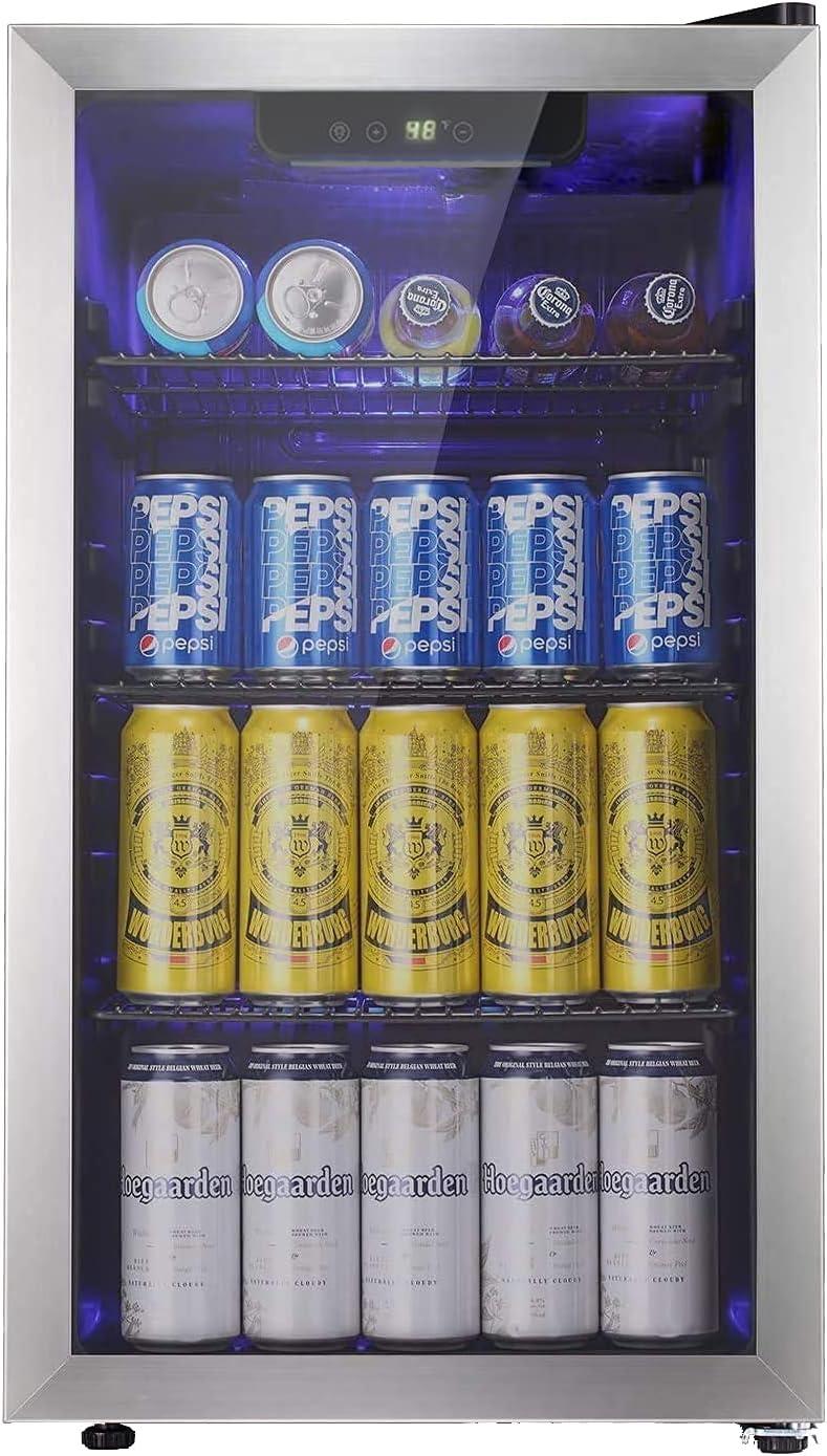 imageAntarctic Star Beverage Refrigerator Cooler68 Can 16 Bottle Mini Fridge for Soda Beer Wine ChampagneGlass Door Drink Dispenser Knob Controlfor Home and Bar17CuFtBlackSilver