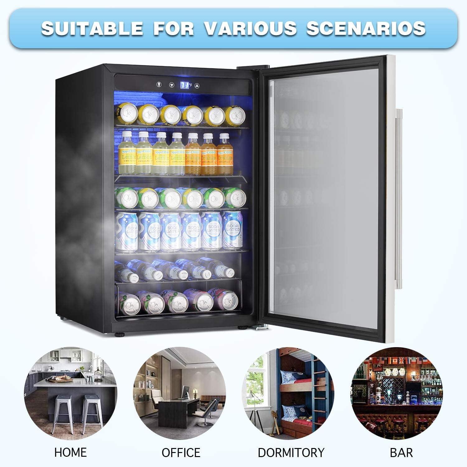 imageAntarctic Star Beverage Refrigerator Cooler68 Can 16 Bottle Mini Fridge for Soda Beer Wine ChampagneGlass Door Drink Dispenser Knob Controlfor Home and Bar17CuFtBlackSilver