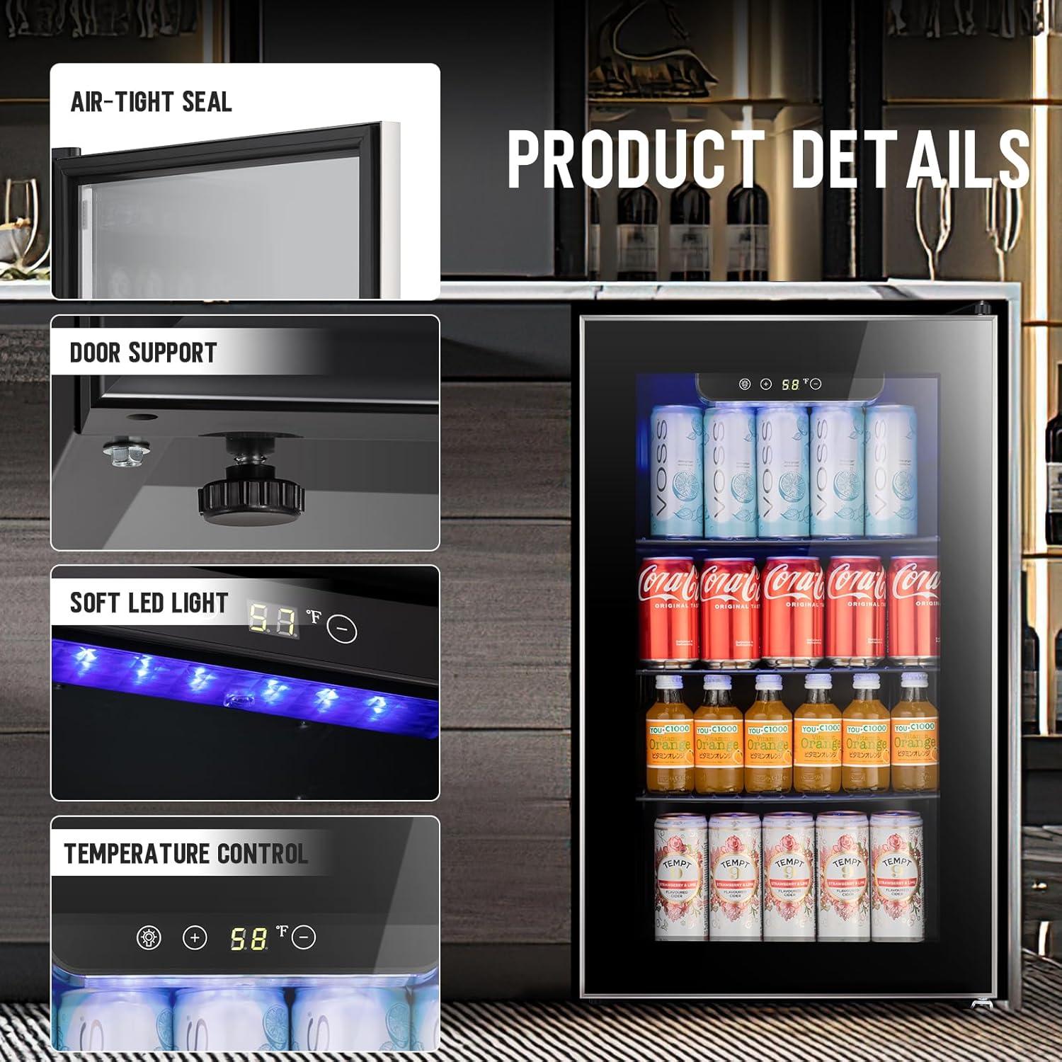 imageAntarctic Star Beverage Refrigerator Cooler68 Can 16 Bottle Mini Fridge for Soda Beer Wine ChampagneGlass Door Drink Dispenser Knob Controlfor Home and Bar17CuFtBlackBlack