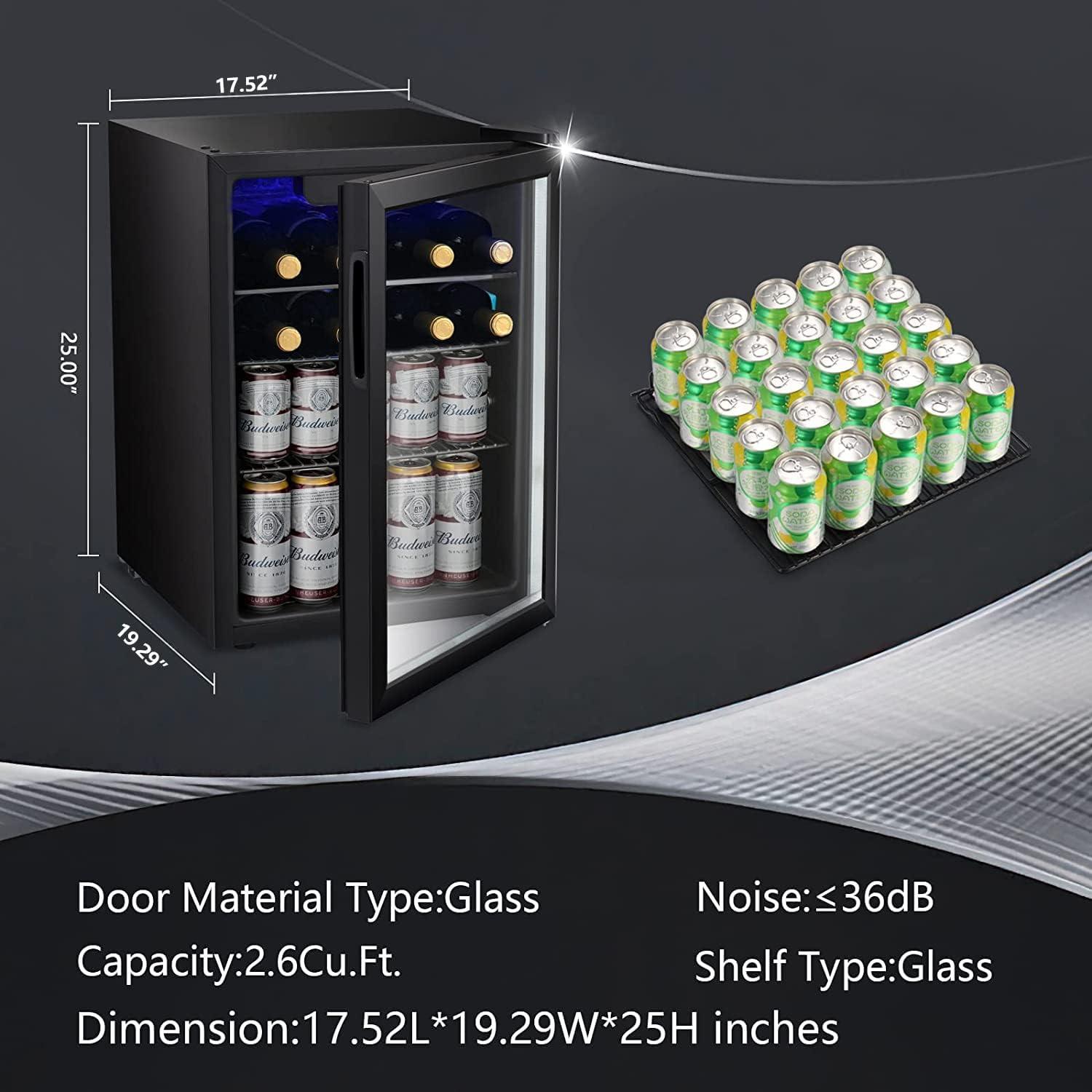 imageAntarctic Star Beverage Refrigerator Cooler68 Can 16 Bottle Mini Fridge for Soda Beer Wine ChampagneGlass Door Drink Dispenser Knob Controlfor Home and Bar17CuFtBlackBlack