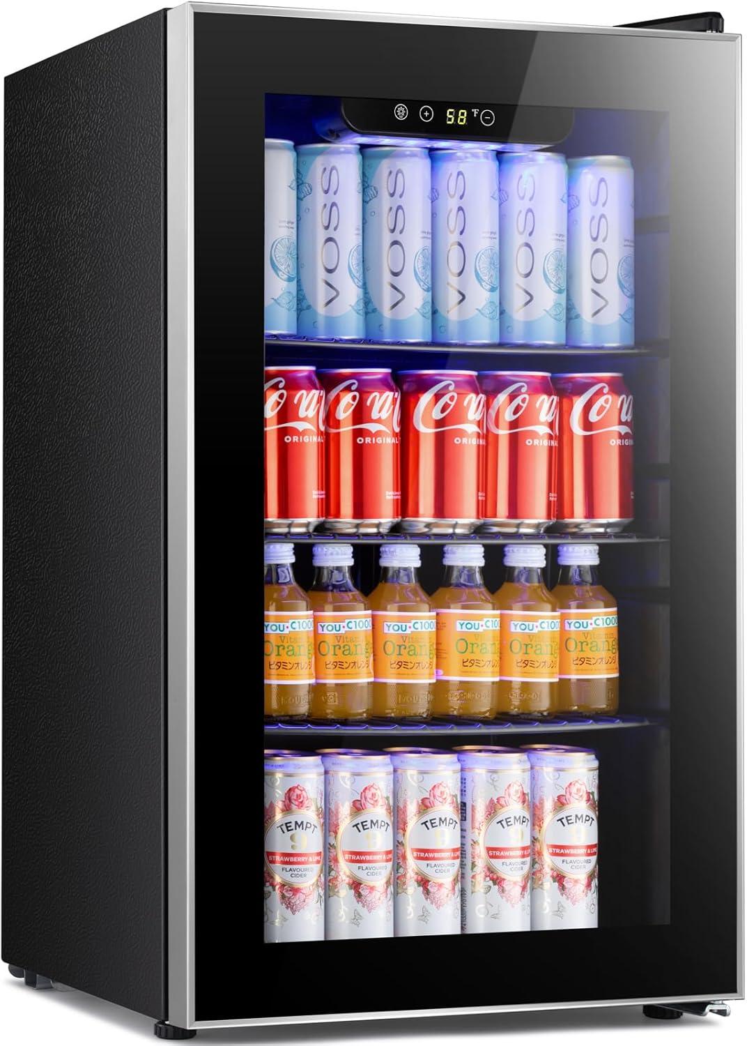 imageAntarctic Star Beverage Refrigerator Cooler68 Can 16 Bottle Mini Fridge for Soda Beer Wine ChampagneGlass Door Drink Dispenser Knob Controlfor Home and Bar17CuFtBlackBlack