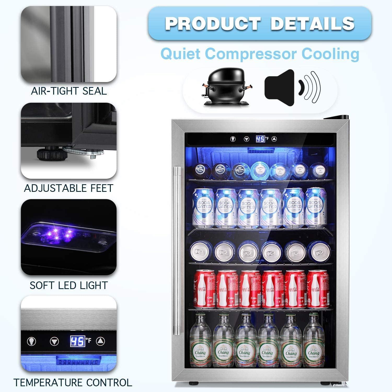 imageAntarctic Star Beverage Refrigerator Cooler68 Can 16 Bottle Mini Fridge for Soda Beer Wine ChampagneGlass Door Drink Dispenser Knob Controlfor Home and Bar17CuFtBlackSilver