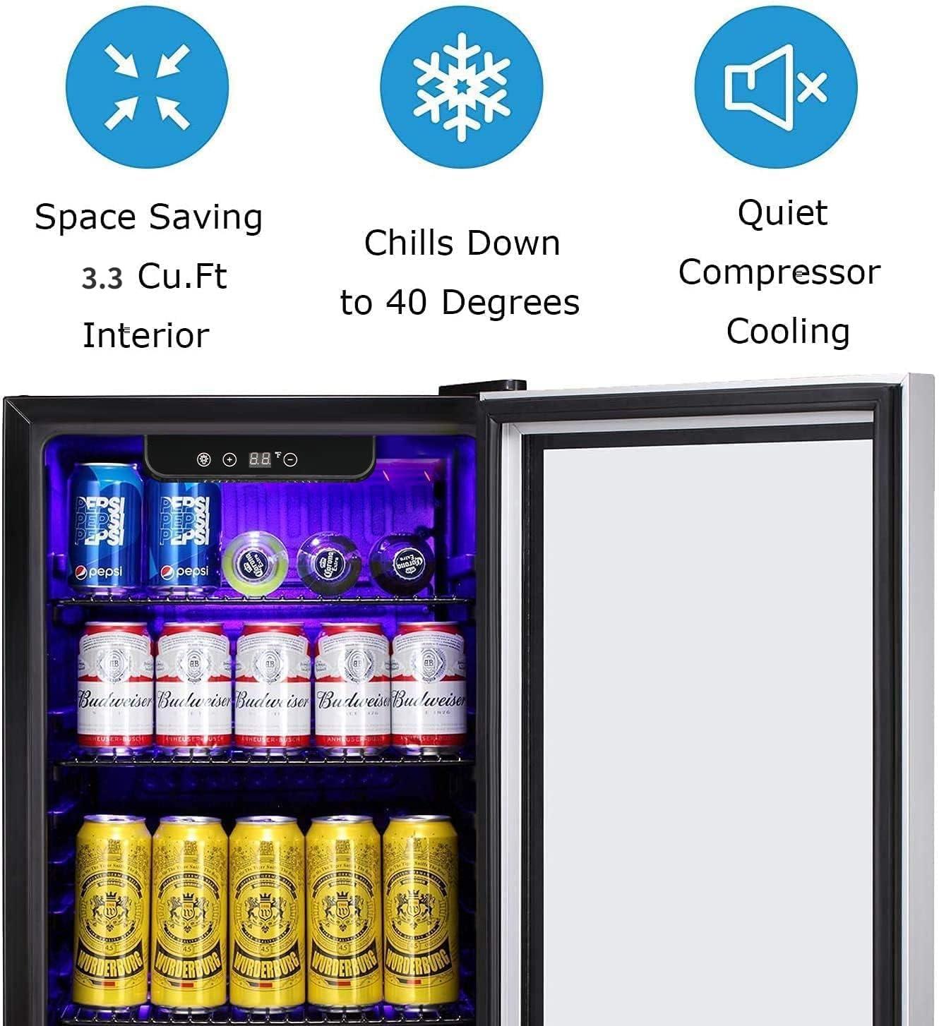 imageAntarctic Star Beverage Refrigerator Cooler68 Can 16 Bottle Mini Fridge for Soda Beer Wine ChampagneGlass Door Drink Dispenser Knob Controlfor Home and Bar17CuFtBlackSilver