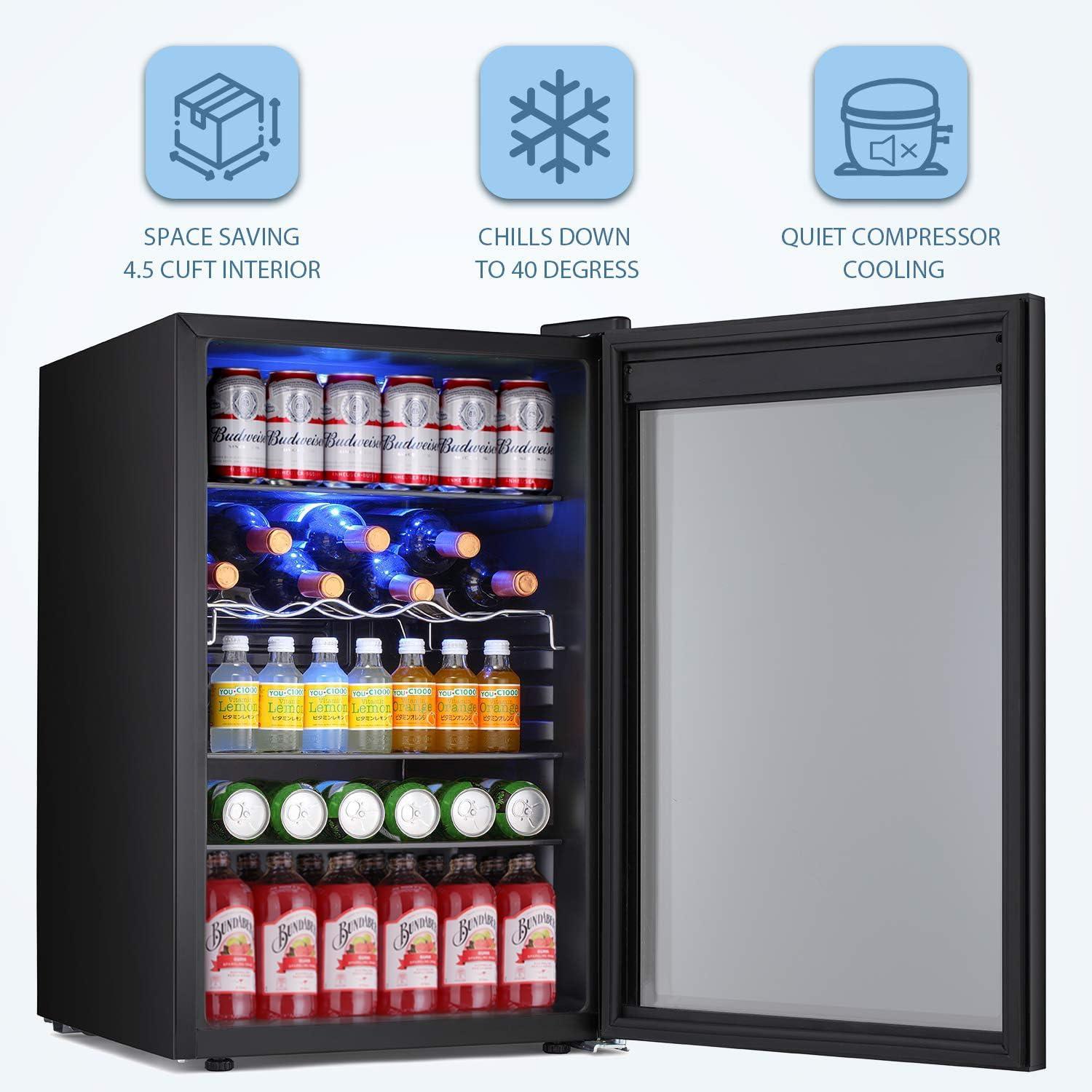 imageAntarctic Star Beverage Refrigerator Cooler68 Can 16 Bottle Mini Fridge for Soda Beer Wine ChampagneGlass Door Drink Dispenser Knob Controlfor Home and Bar17CuFtBlackBlack